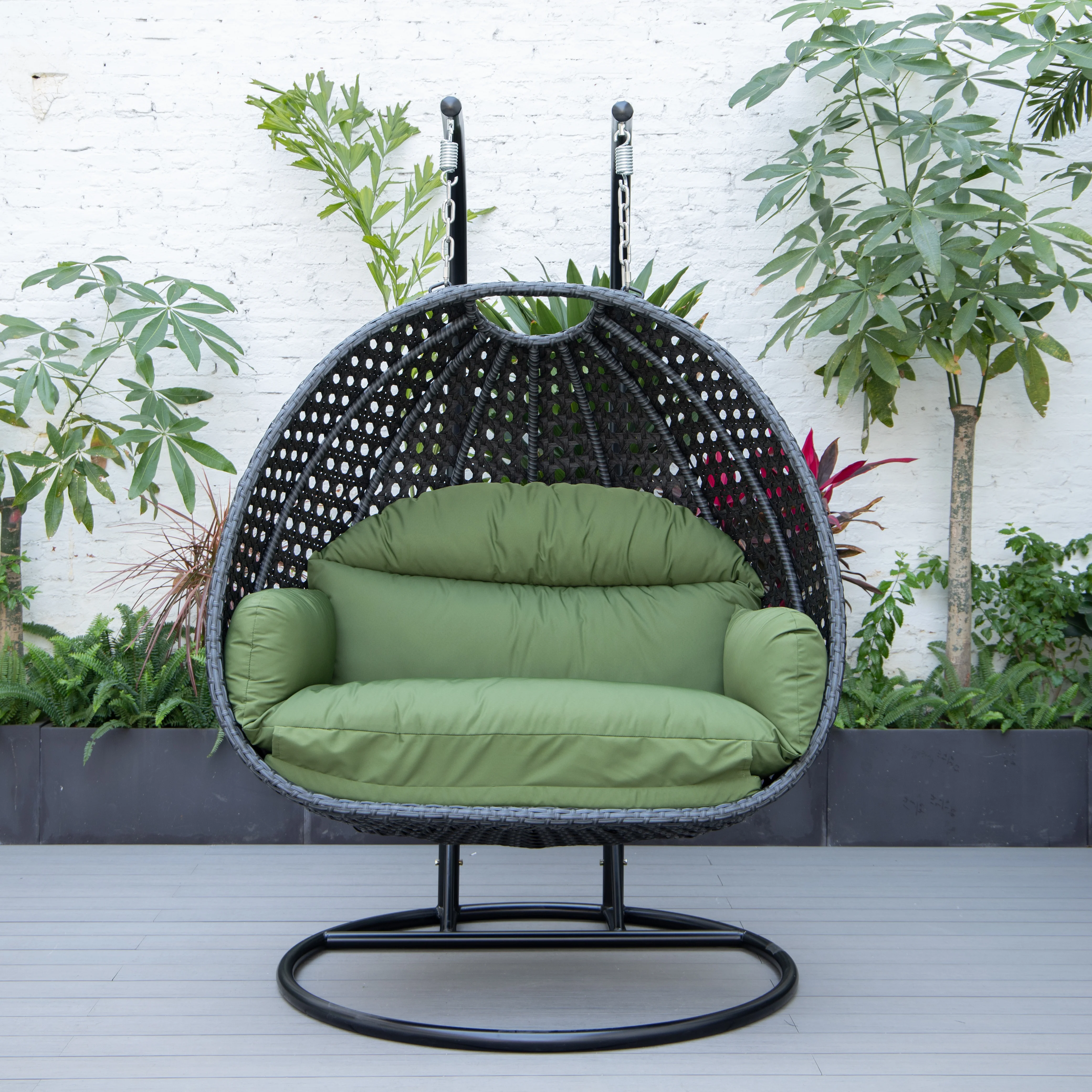 Mendoza Charcoal Wicker Hanging 2 person Egg Swing Chair