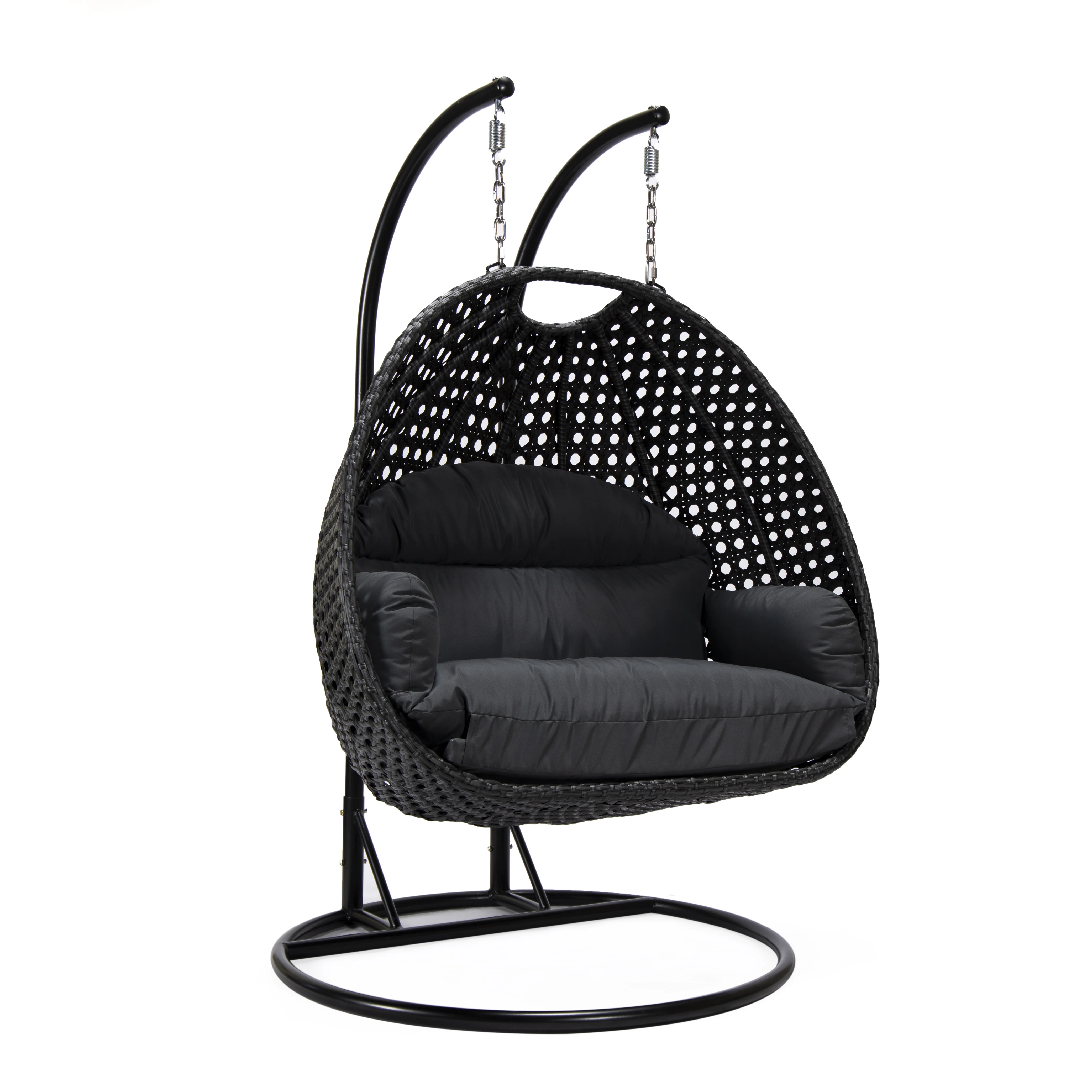 Mendoza Charcoal Wicker Hanging 2 person Egg Swing Chair