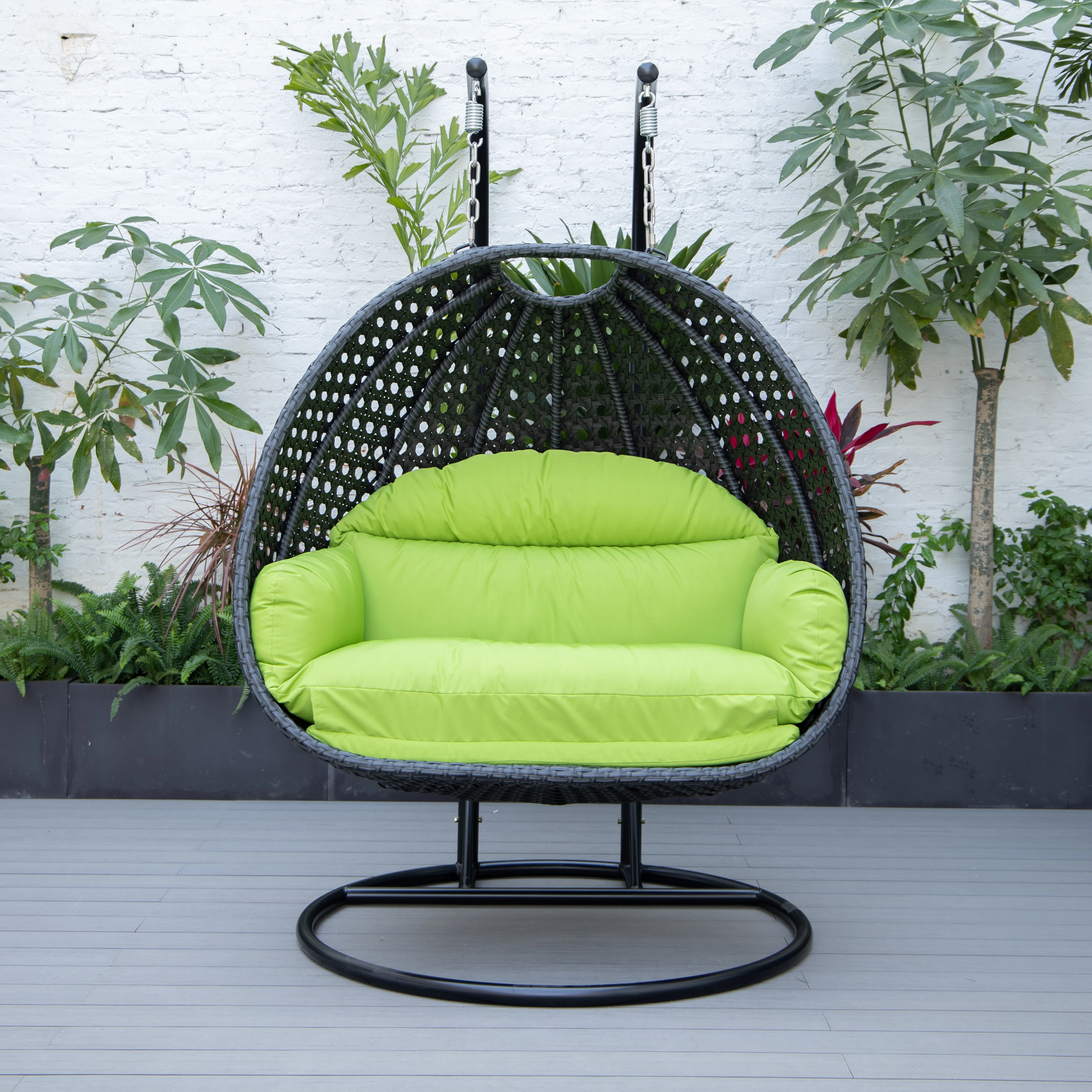 Mendoza Charcoal Wicker Hanging 2 person Egg Swing Chair
