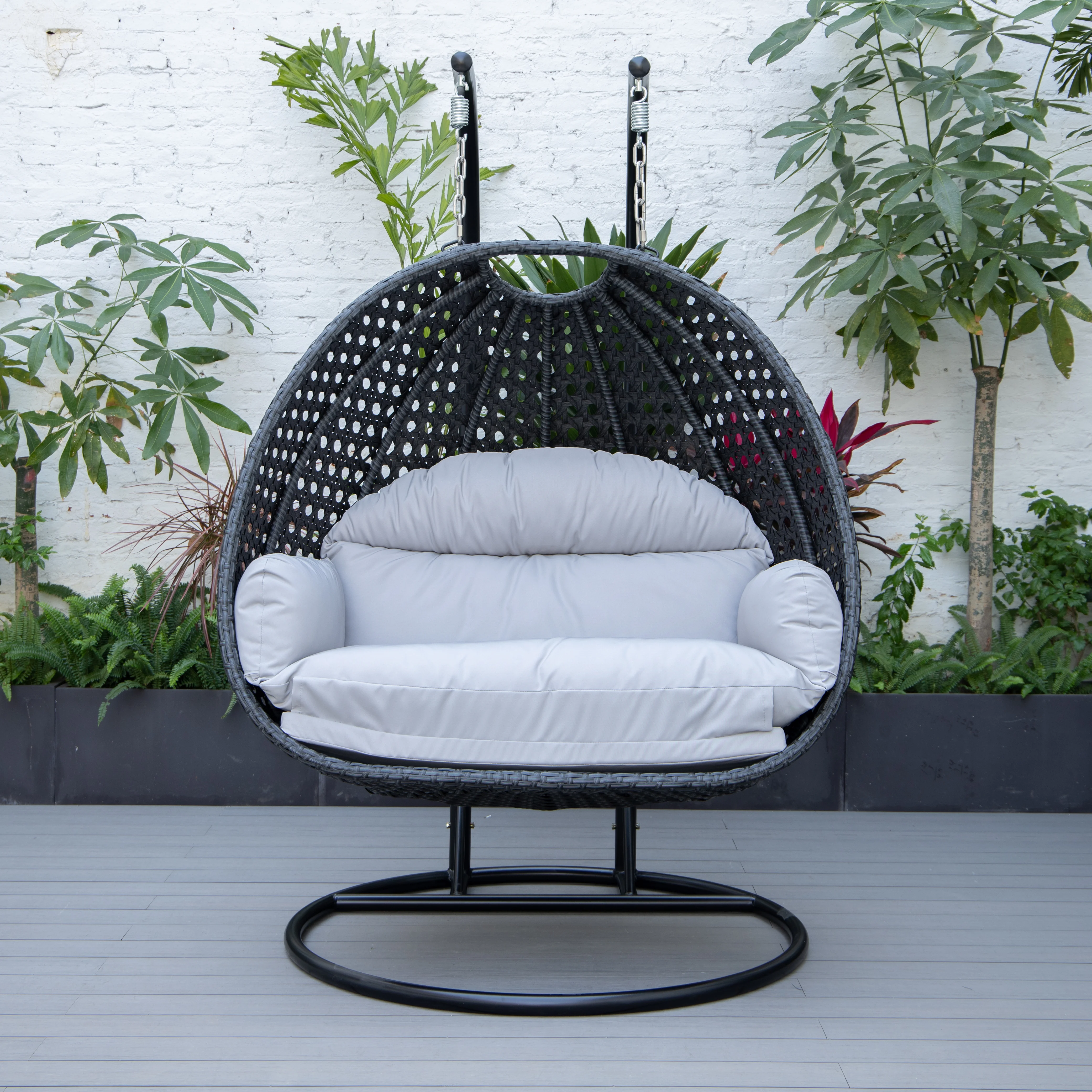 Mendoza Charcoal Wicker Hanging 2 person Egg Swing Chair