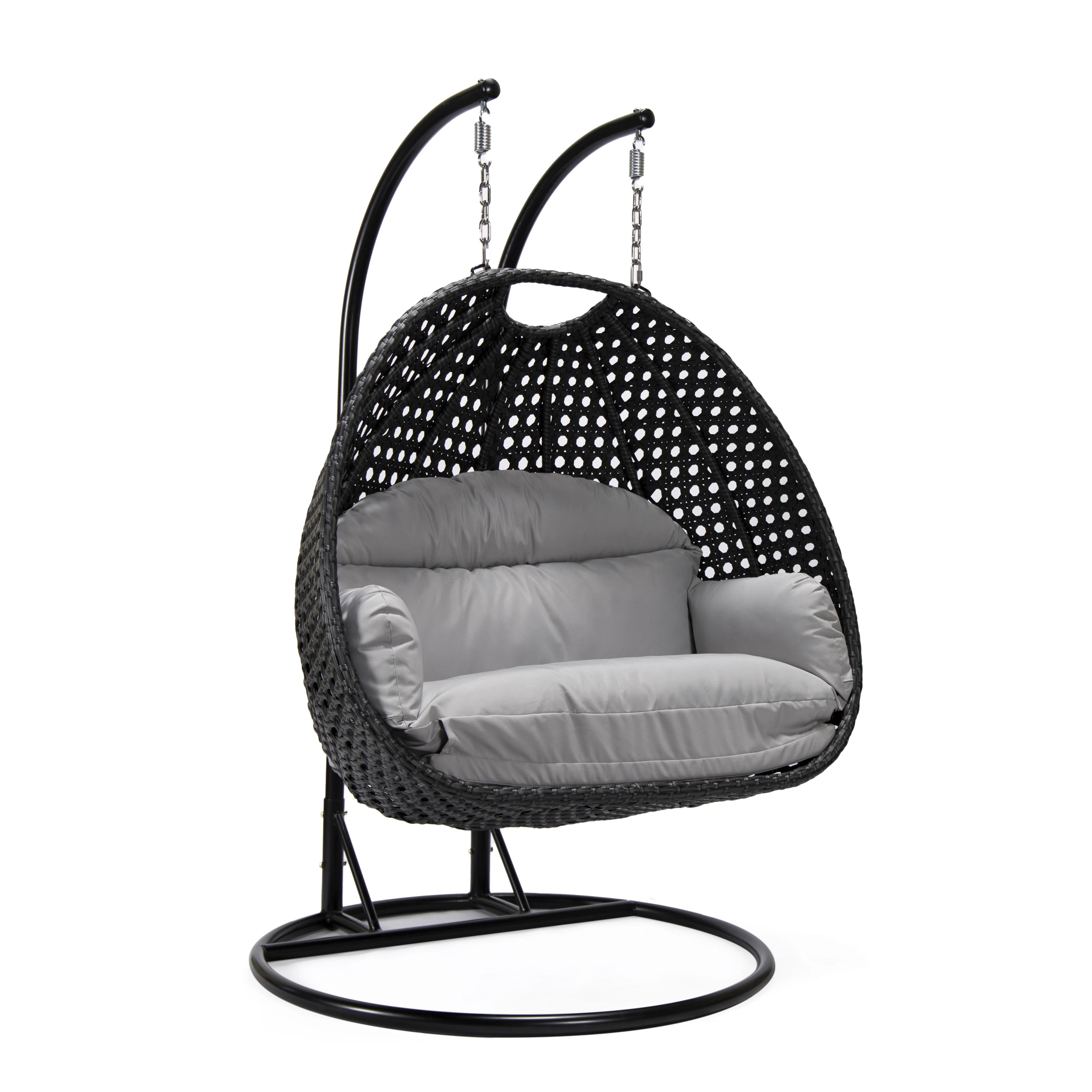 Mendoza Charcoal Wicker Hanging 2 person Egg Swing Chair