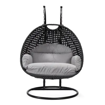 Mendoza Charcoal Wicker Hanging 2 person Egg Swing Chair