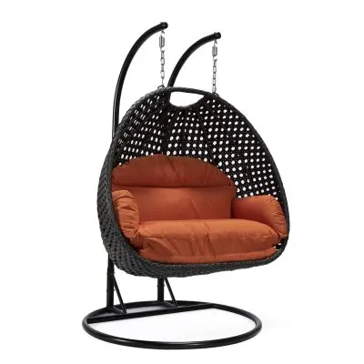 Mendoza Charcoal Wicker Hanging 2 person Egg Swing Chair
