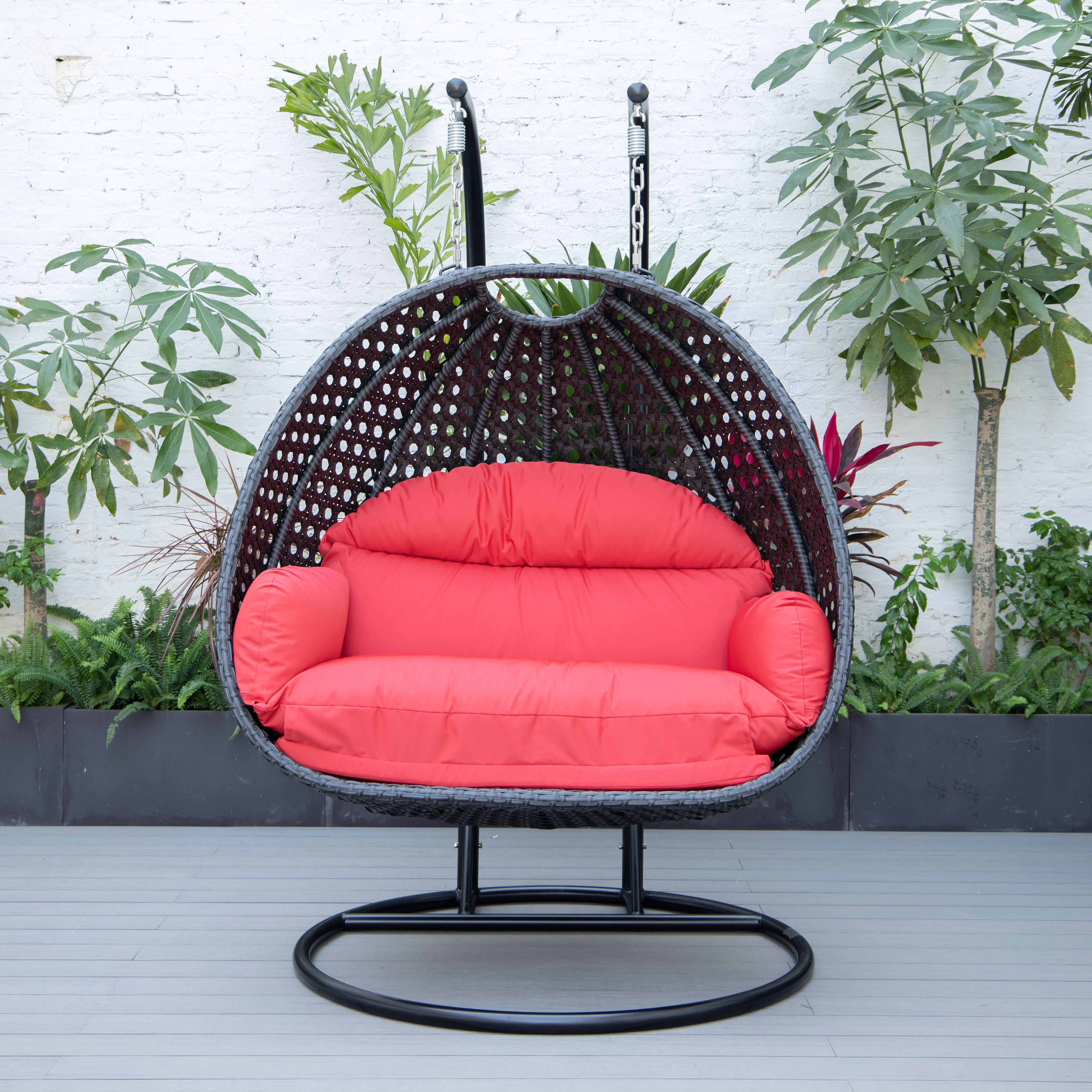 Mendoza Charcoal Wicker Hanging 2 person Egg Swing Chair