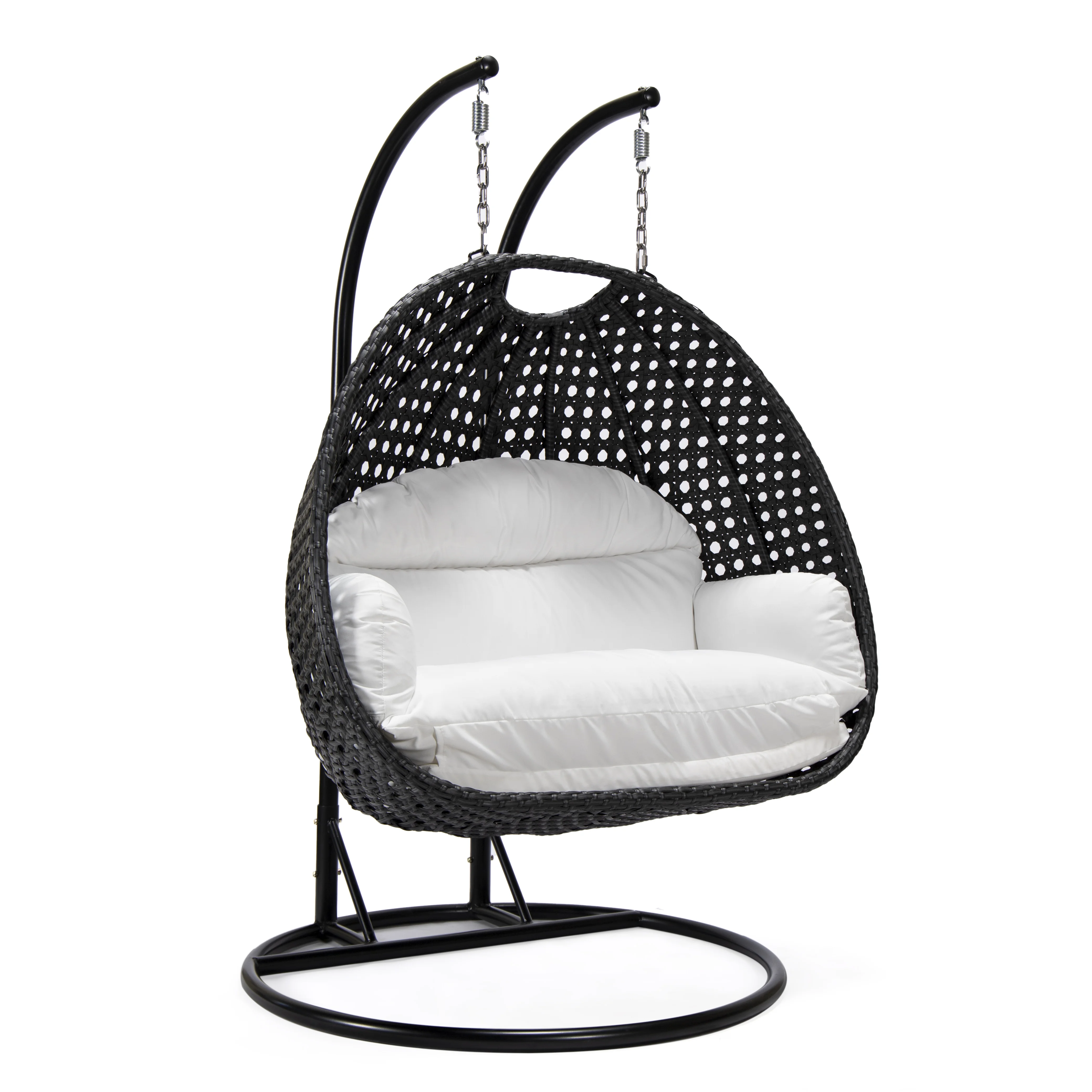 Mendoza Charcoal Wicker Hanging 2 person Egg Swing Chair