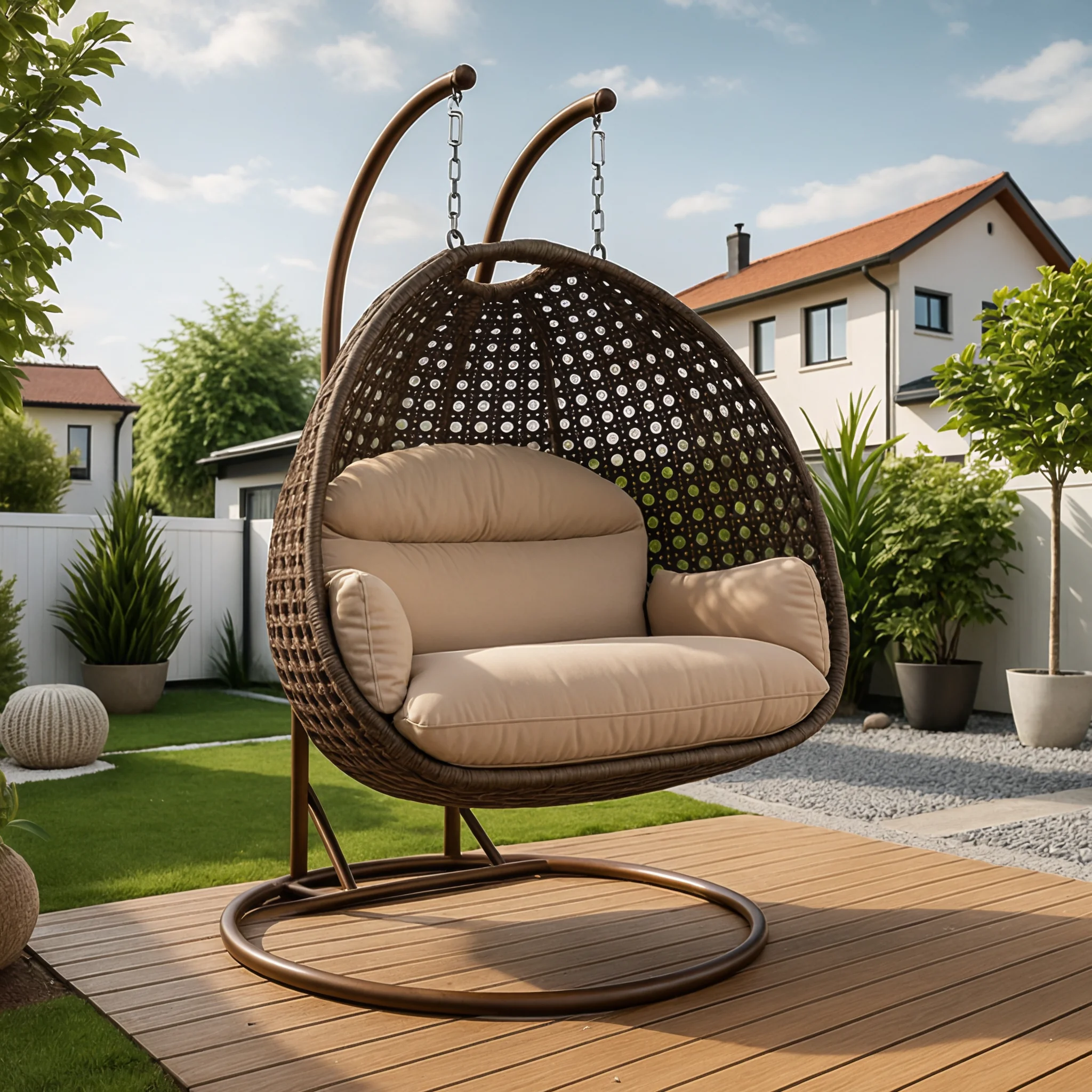 Mendoza Dark Brown Wicker Hanging 2 person Egg Swing Chair