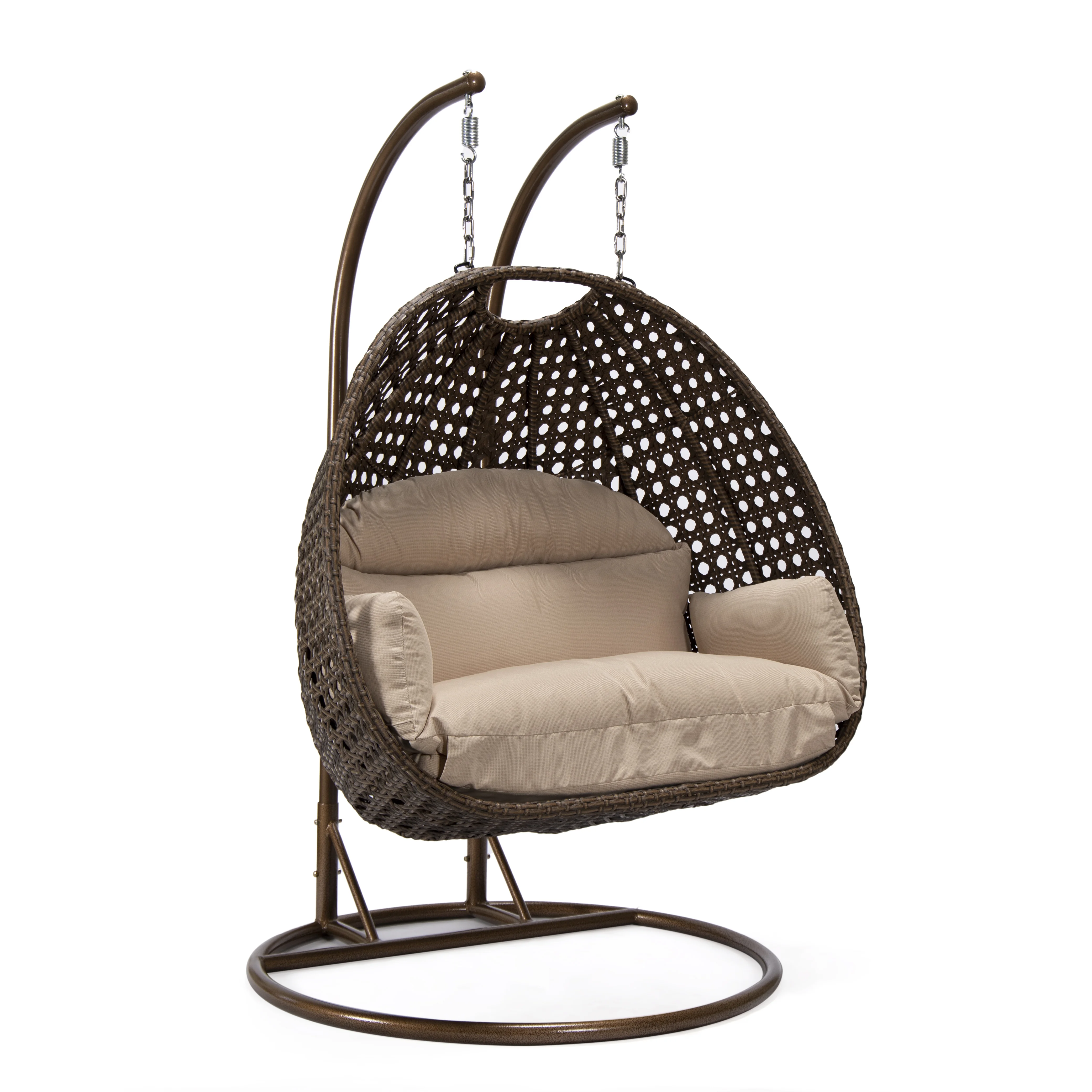 Mendoza Dark Brown Wicker Hanging 2 person Egg Swing Chair