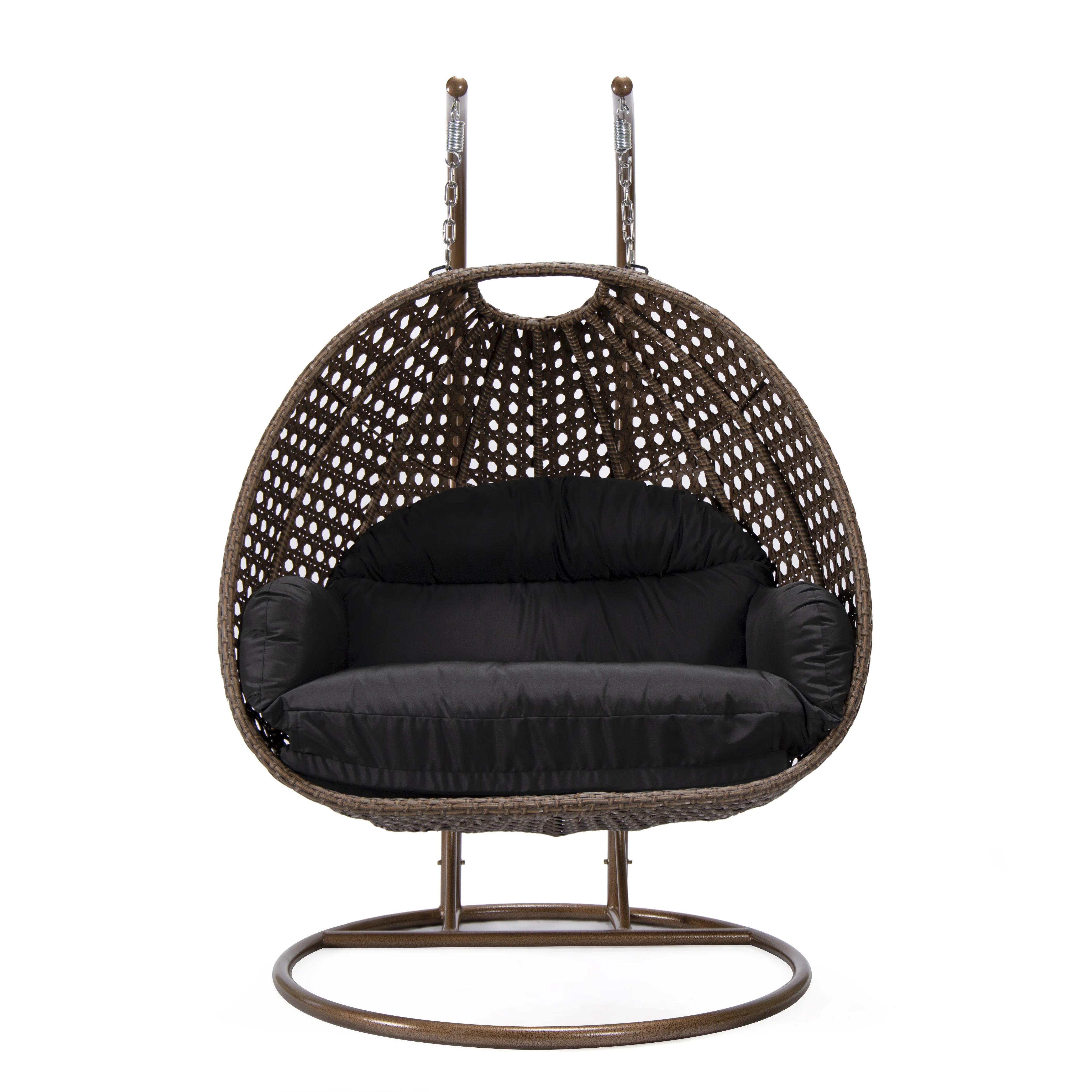 Mendoza Dark Brown Wicker Hanging 2 person Egg Swing Chair
