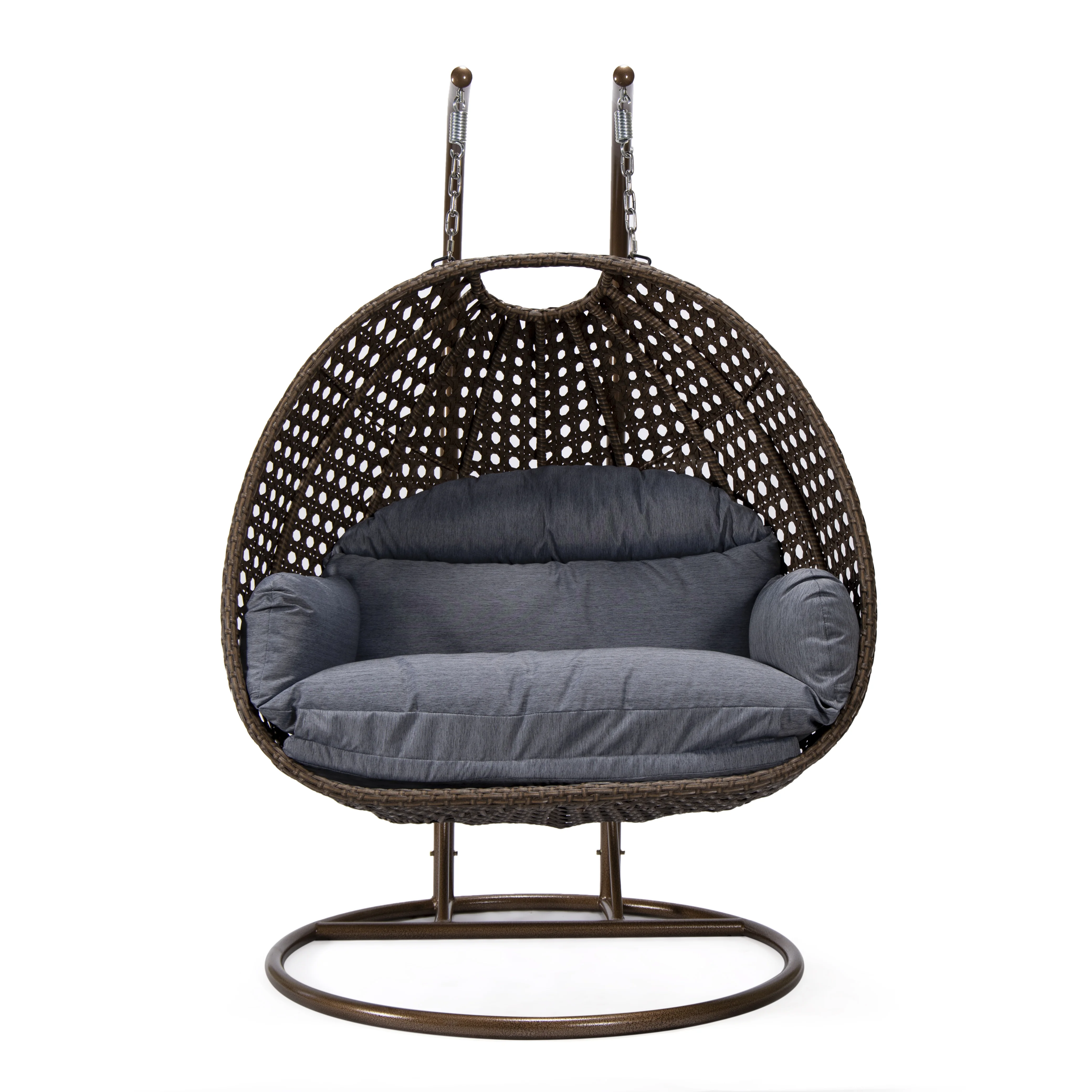 Mendoza Dark Brown Wicker Hanging 2 person Egg Swing Chair