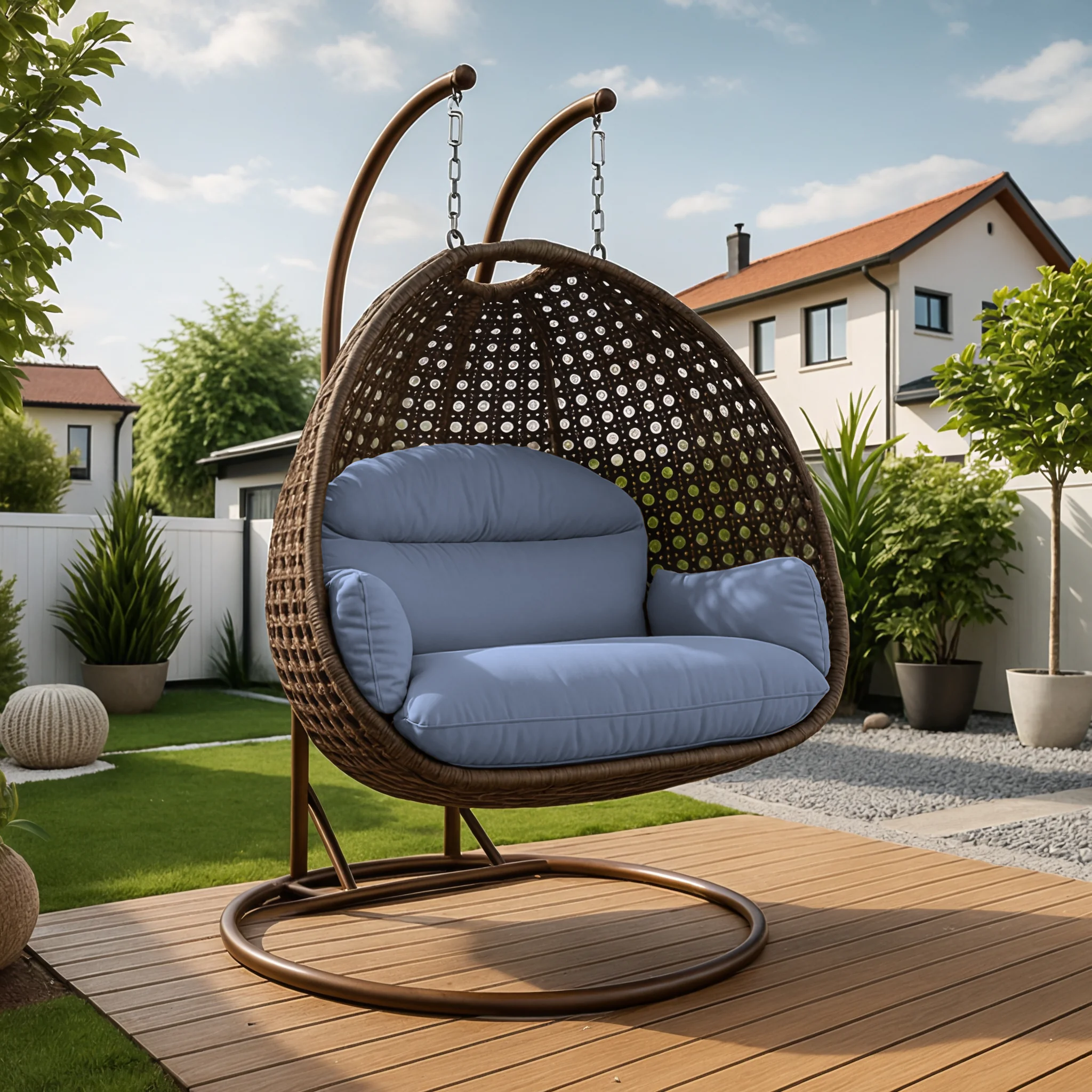 Mendoza Dark Brown Wicker Hanging 2 person Egg Swing Chair