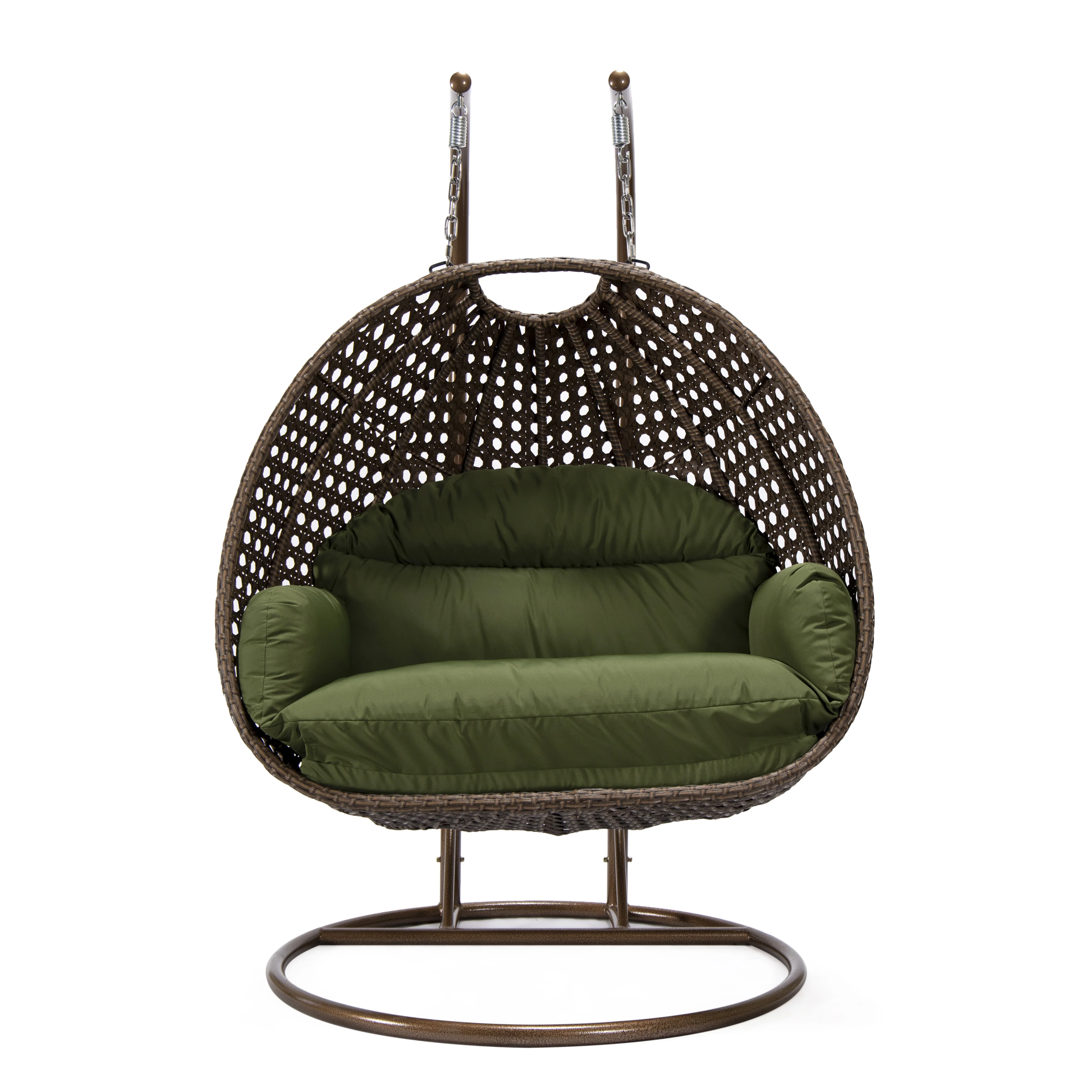 Mendoza Dark Brown Wicker Hanging 2 person Egg Swing Chair