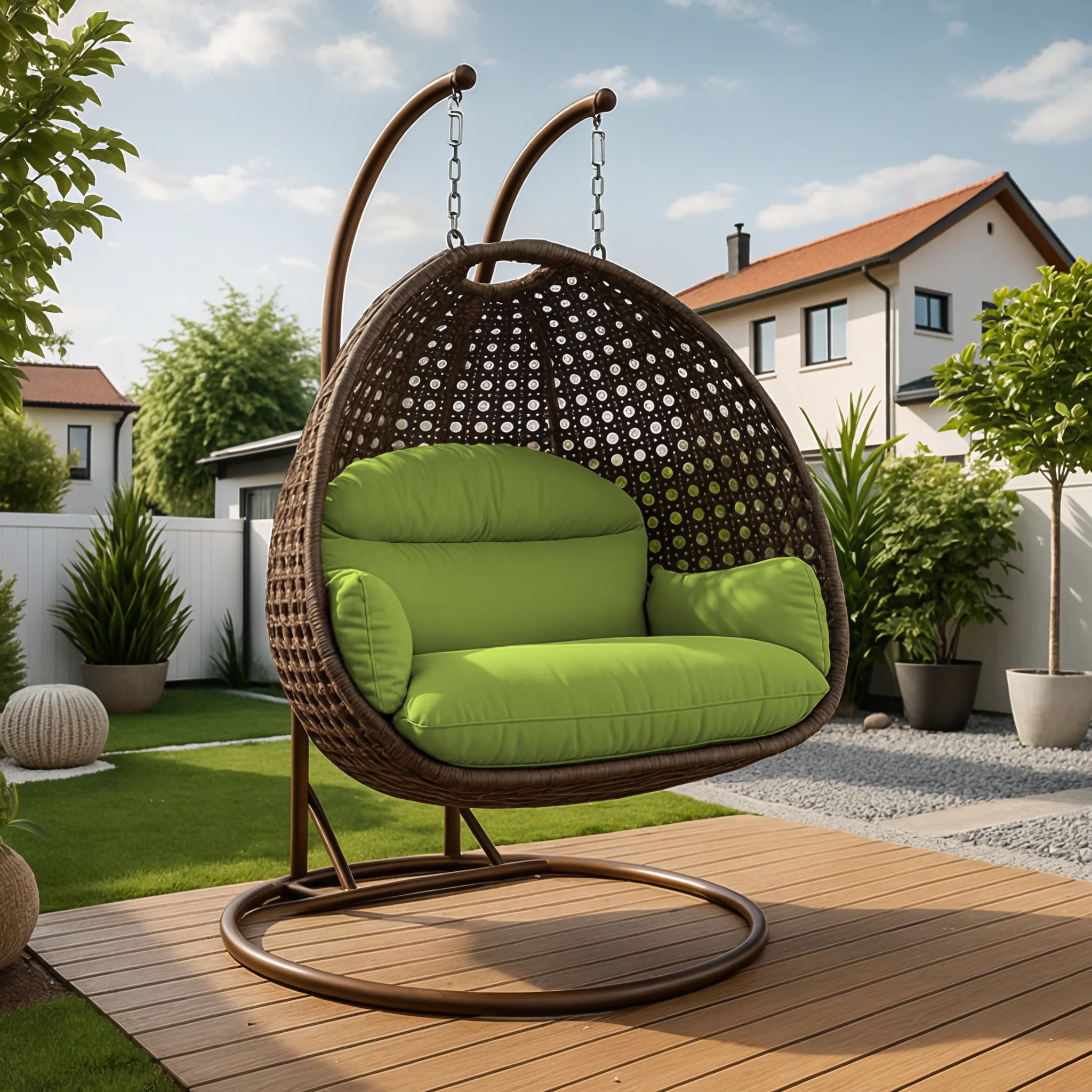 Mendoza Dark Brown Wicker Hanging 2 person Egg Swing Chair