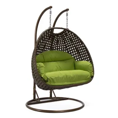 Mendoza Dark Brown Wicker Hanging 2 person Egg Swing Chair