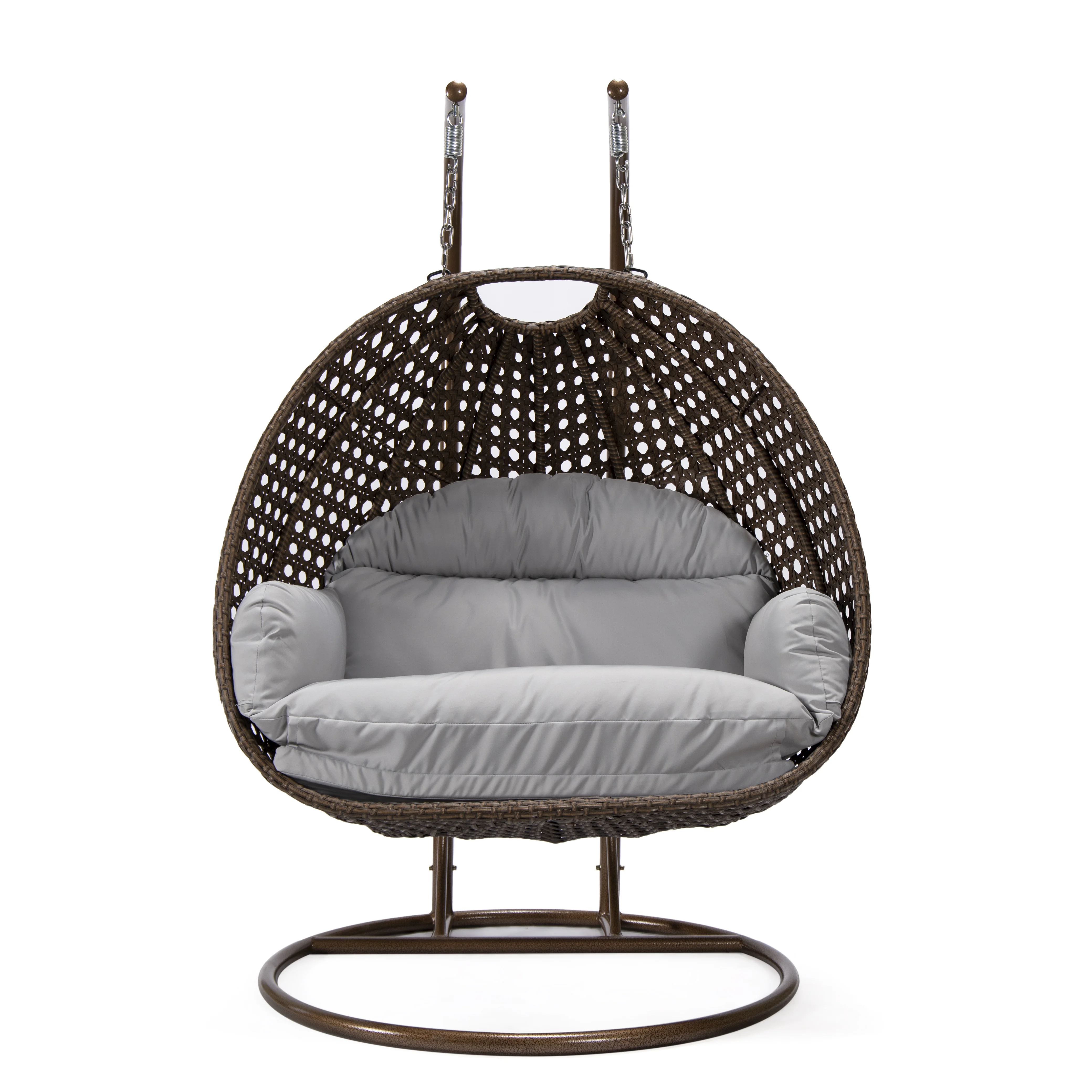 Mendoza Dark Brown Wicker Hanging 2 person Egg Swing Chair