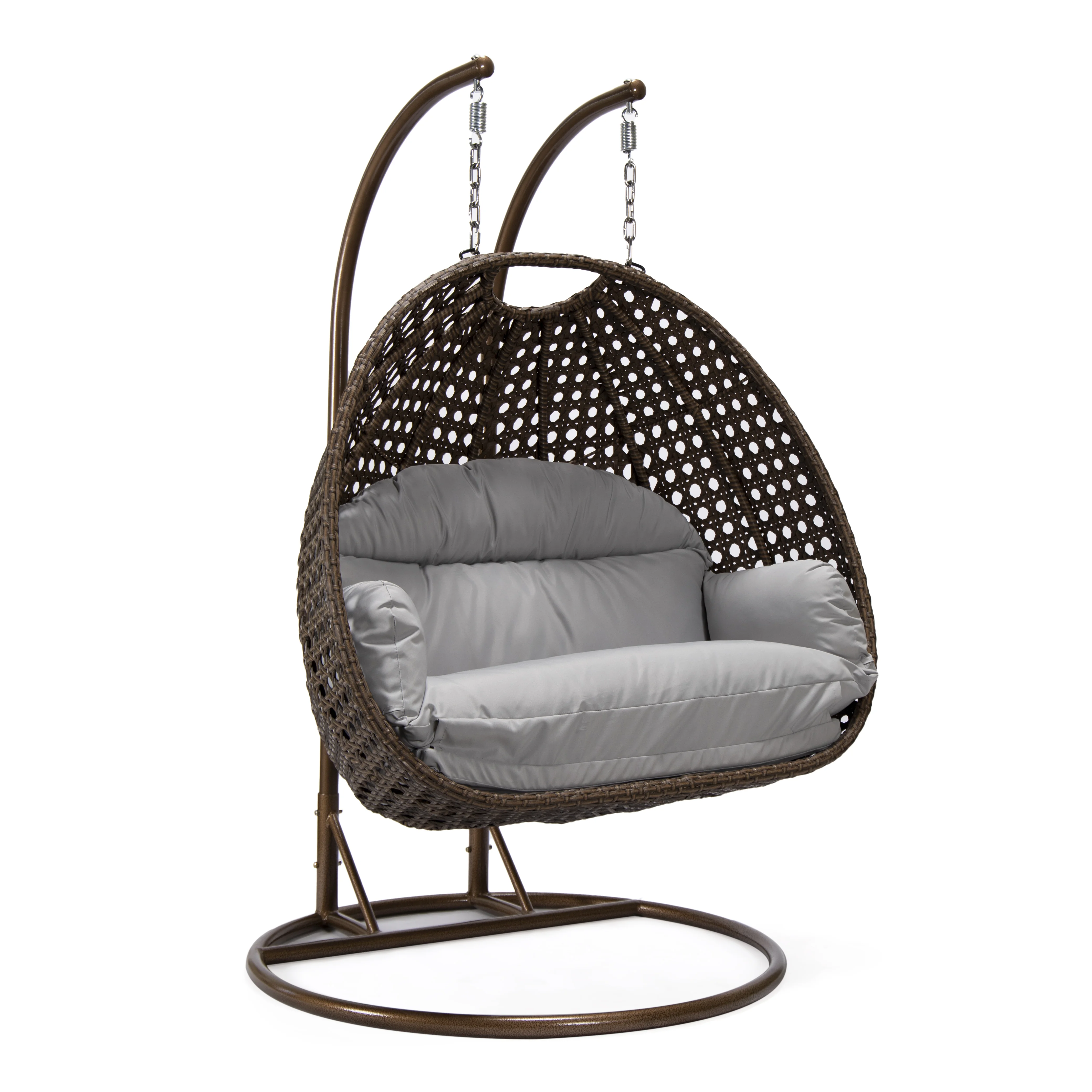Mendoza Dark Brown Wicker Hanging 2 person Egg Swing Chair