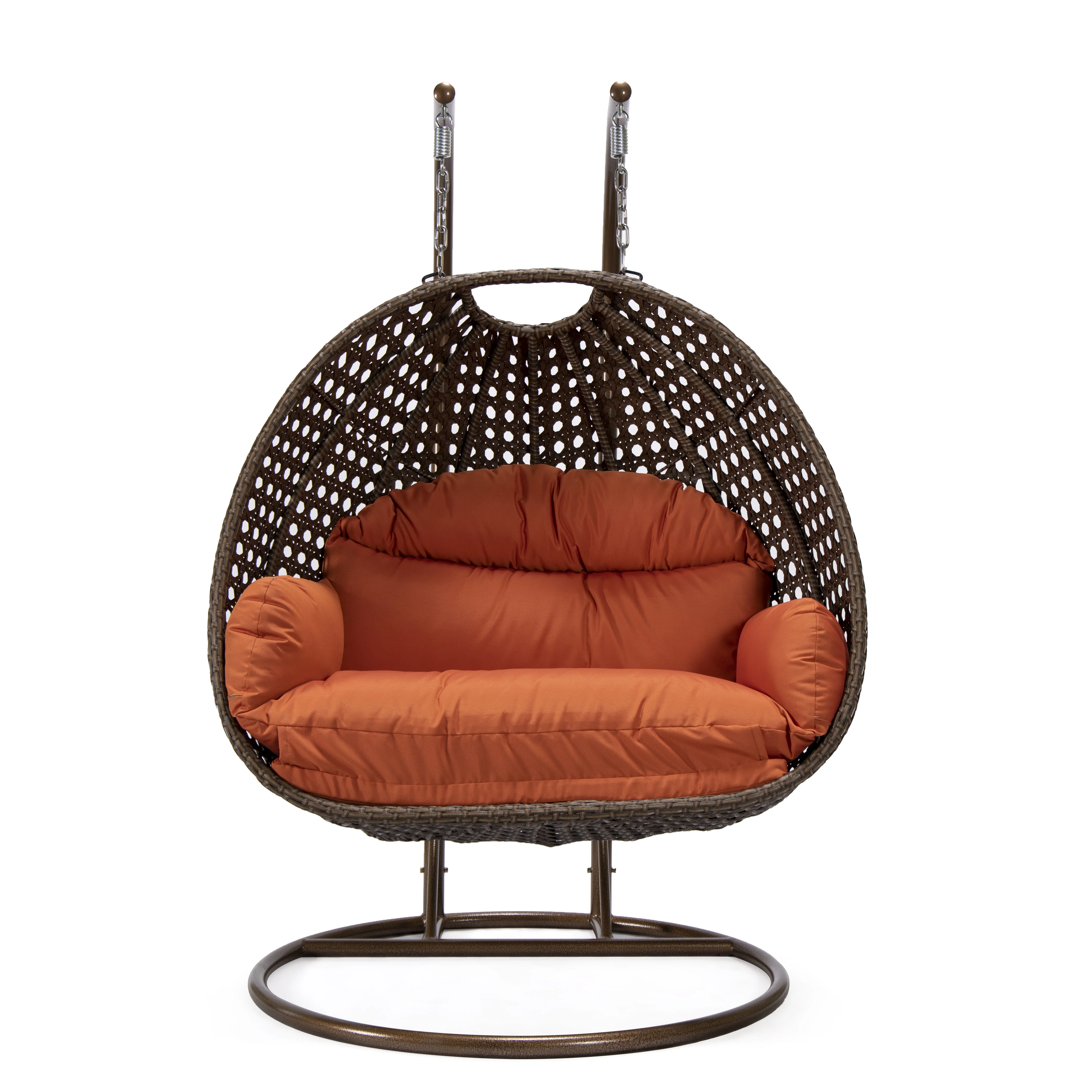 Mendoza Dark Brown Wicker Hanging 2 person Egg Swing Chair