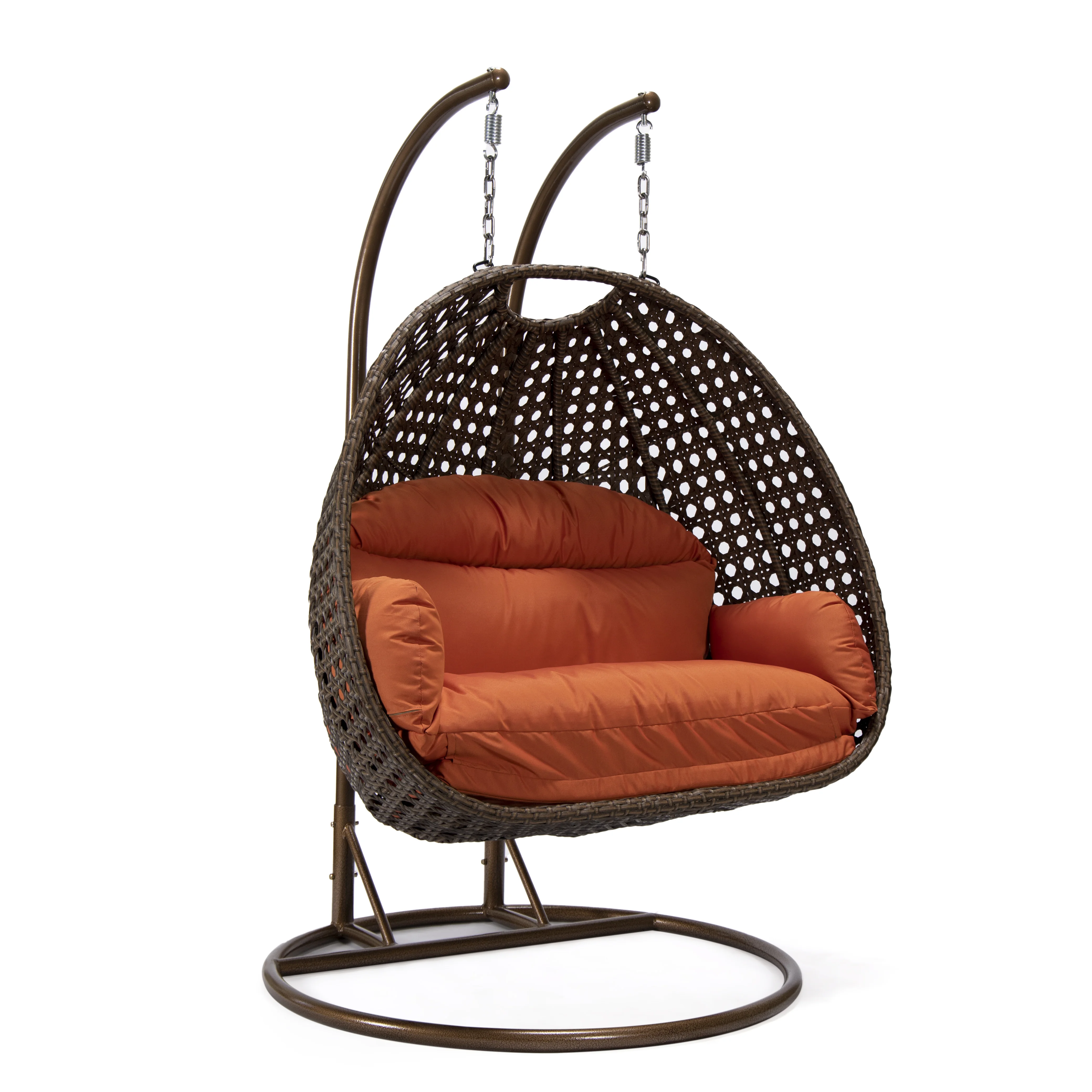 Mendoza Dark Brown Wicker Hanging 2 person Egg Swing Chair