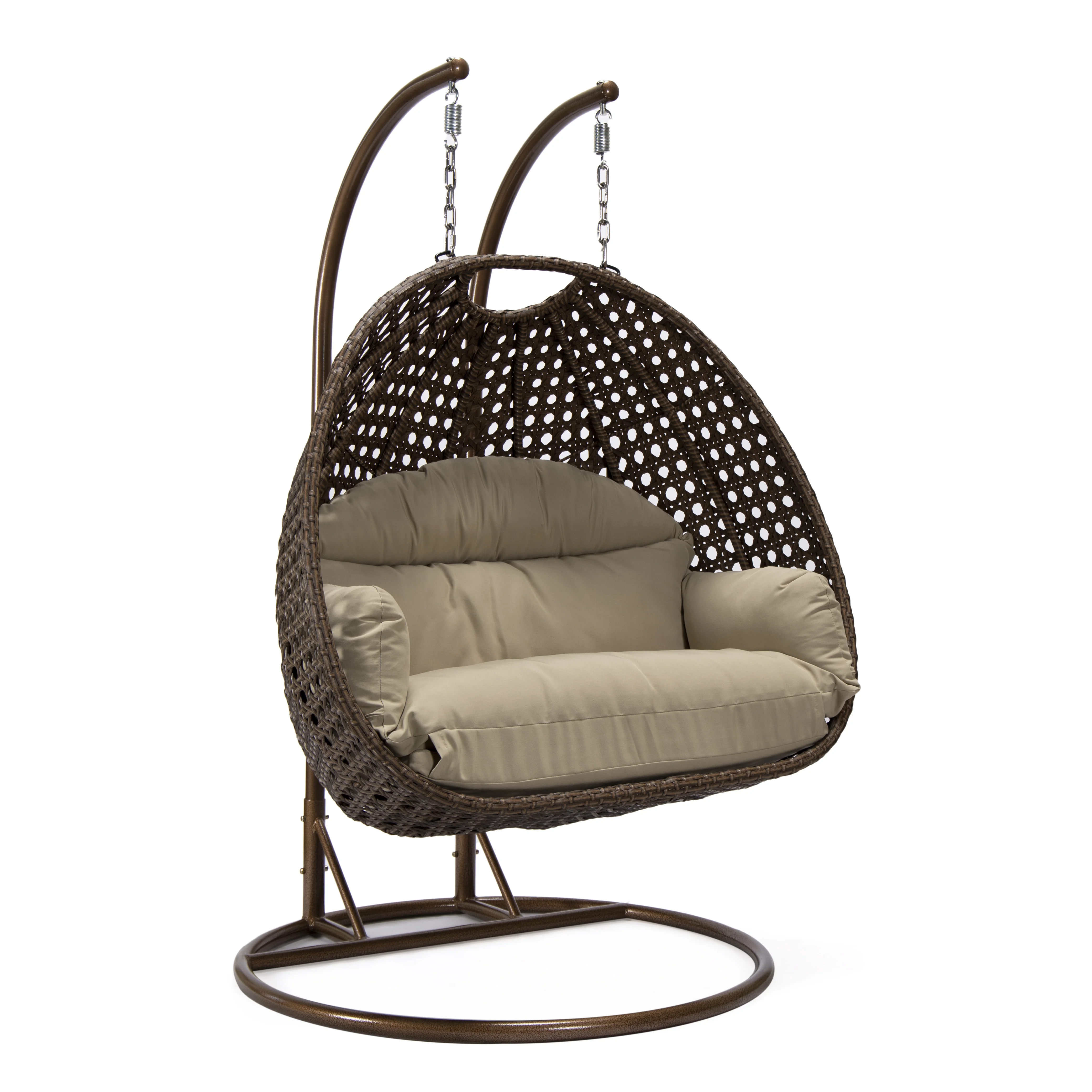 Mendoza Dark Brown Wicker Hanging 2 person Egg Swing Chair