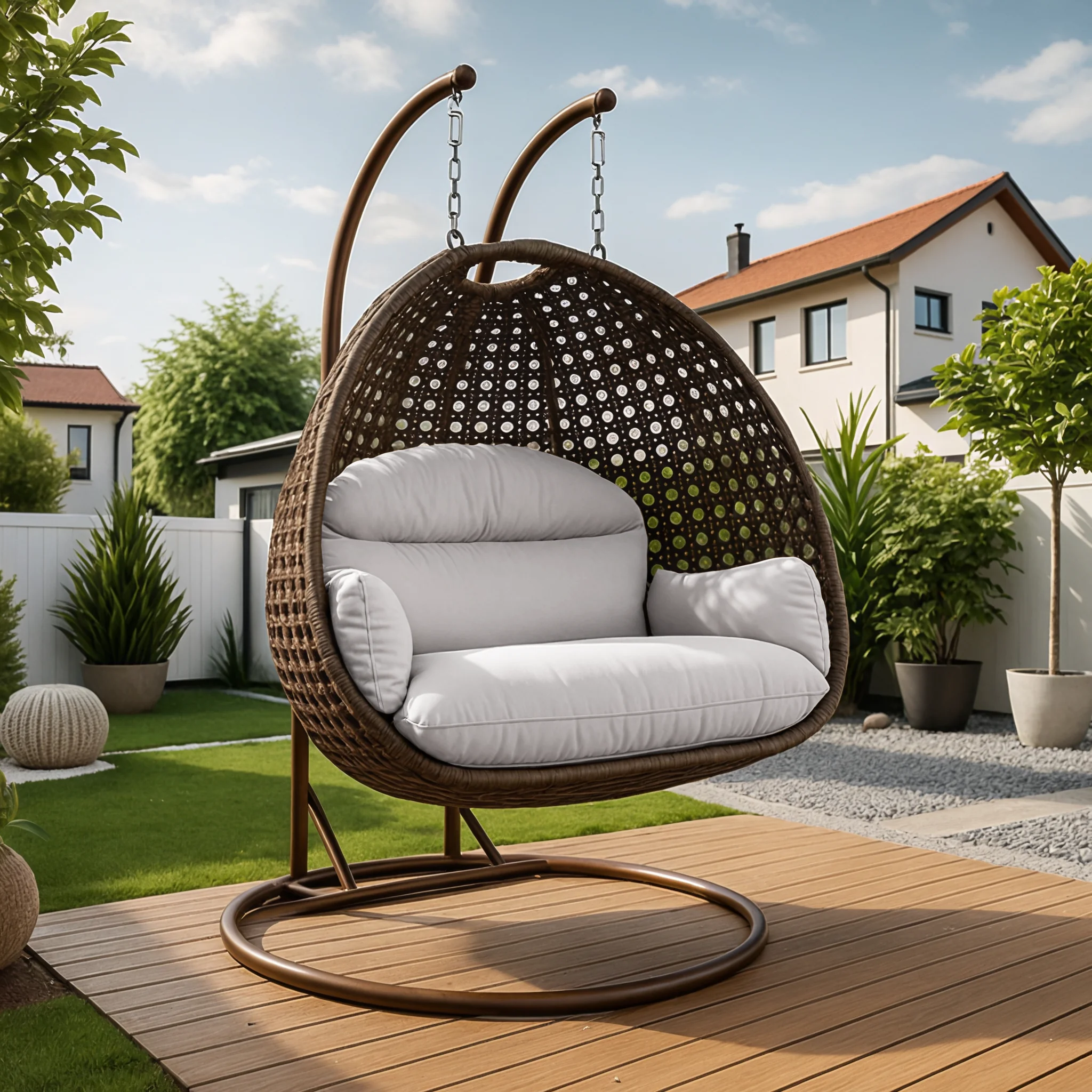 Mendoza Dark Brown Wicker Hanging 2 person Egg Swing Chair