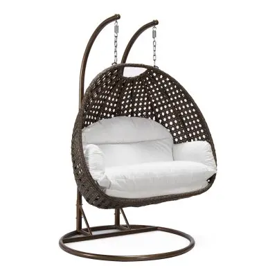 Mendoza Dark Brown Wicker Hanging 2 person Egg Swing Chair