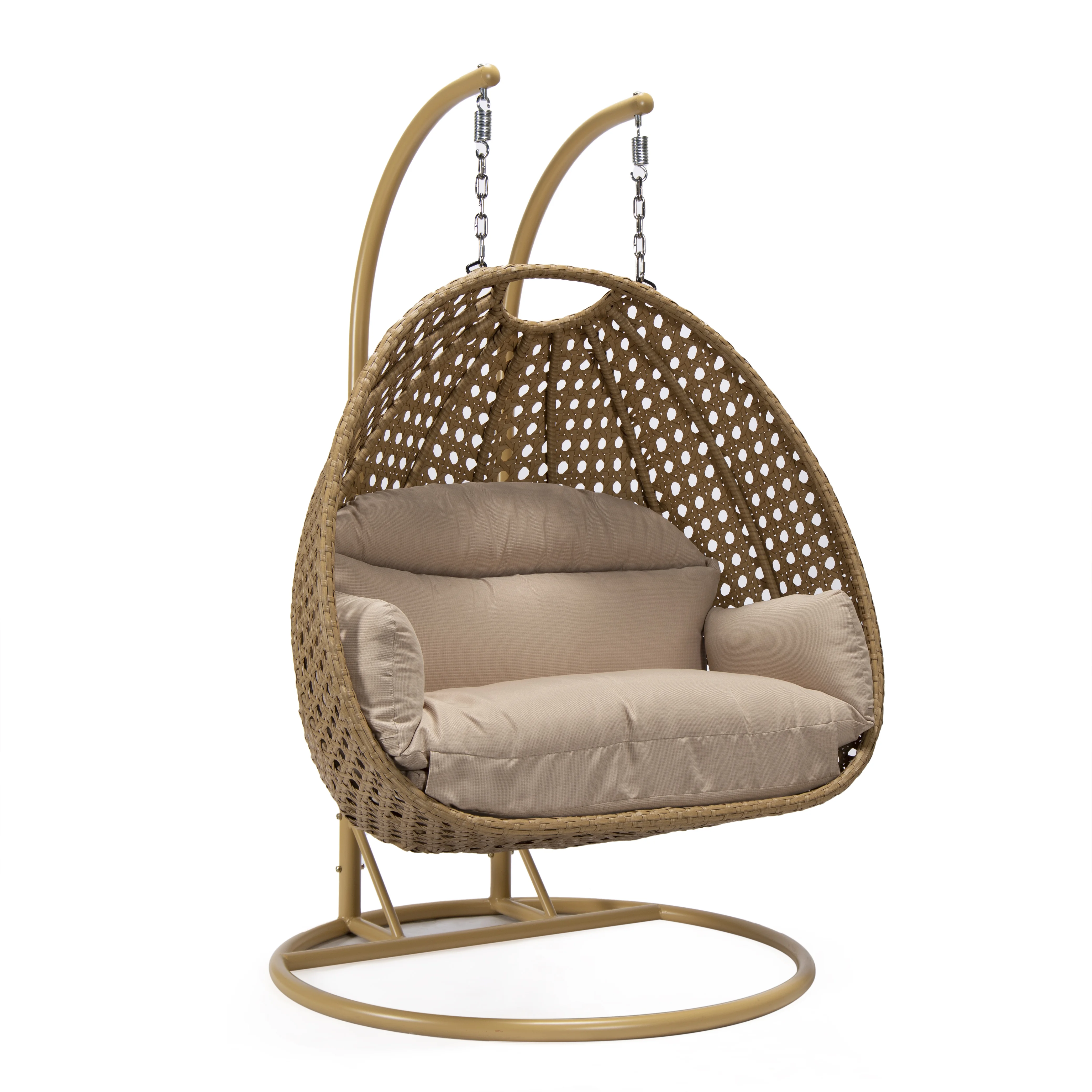 Mendoza Light Brown Wicker Hanging 2 person Egg Swing Chair