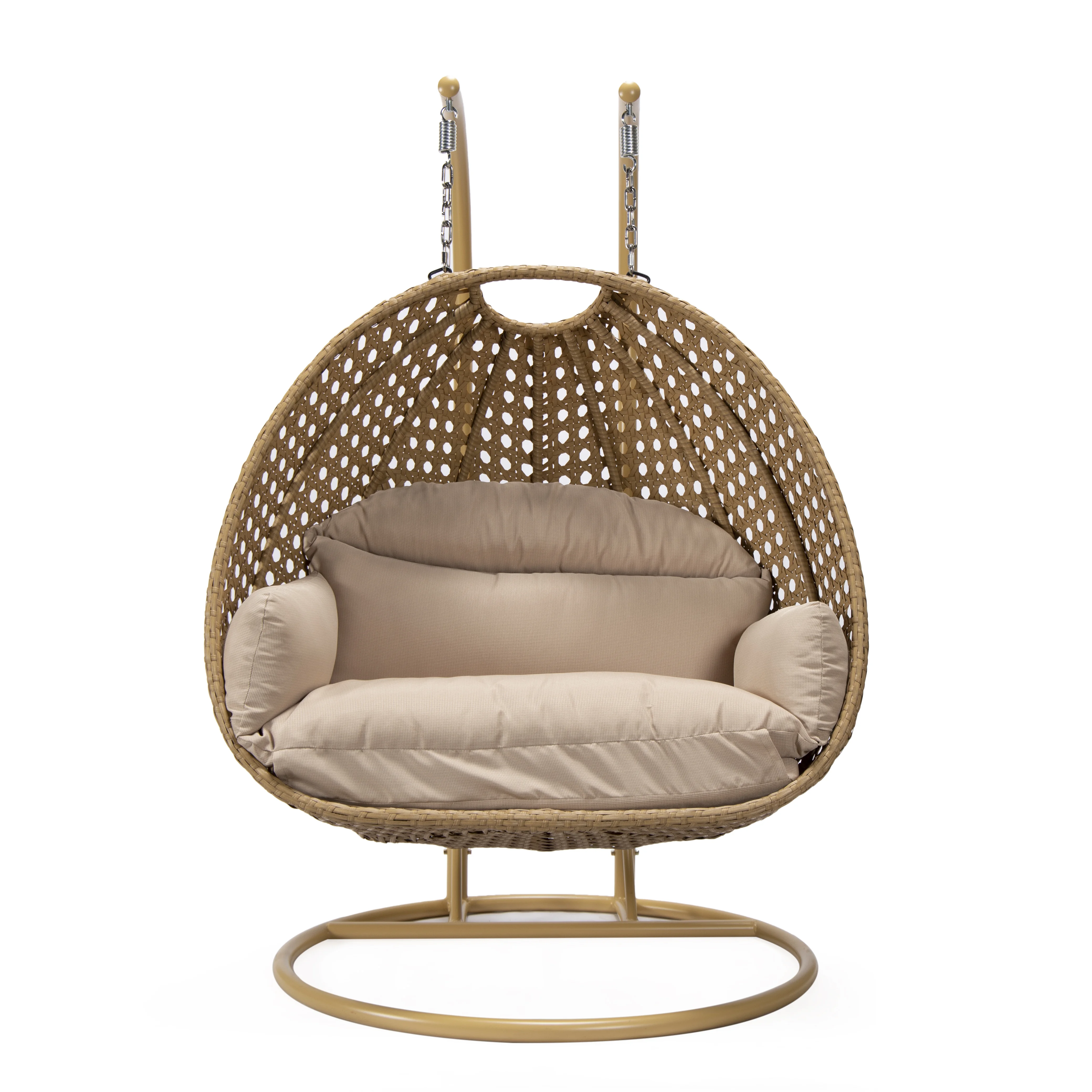 Mendoza Light Brown Wicker Hanging 2 person Egg Swing Chair