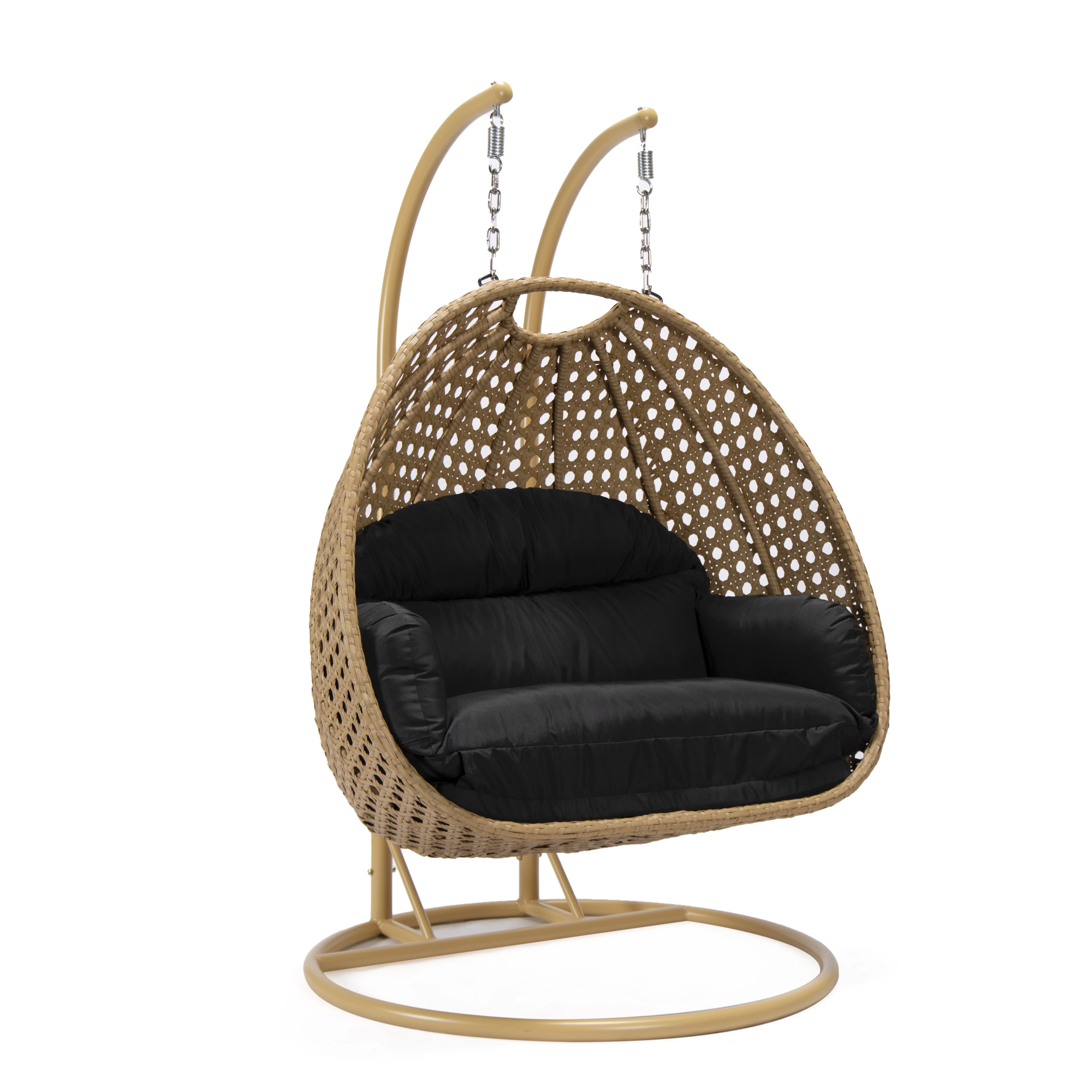 Mendoza Light Brown Wicker Hanging 2 person Egg Swing Chair