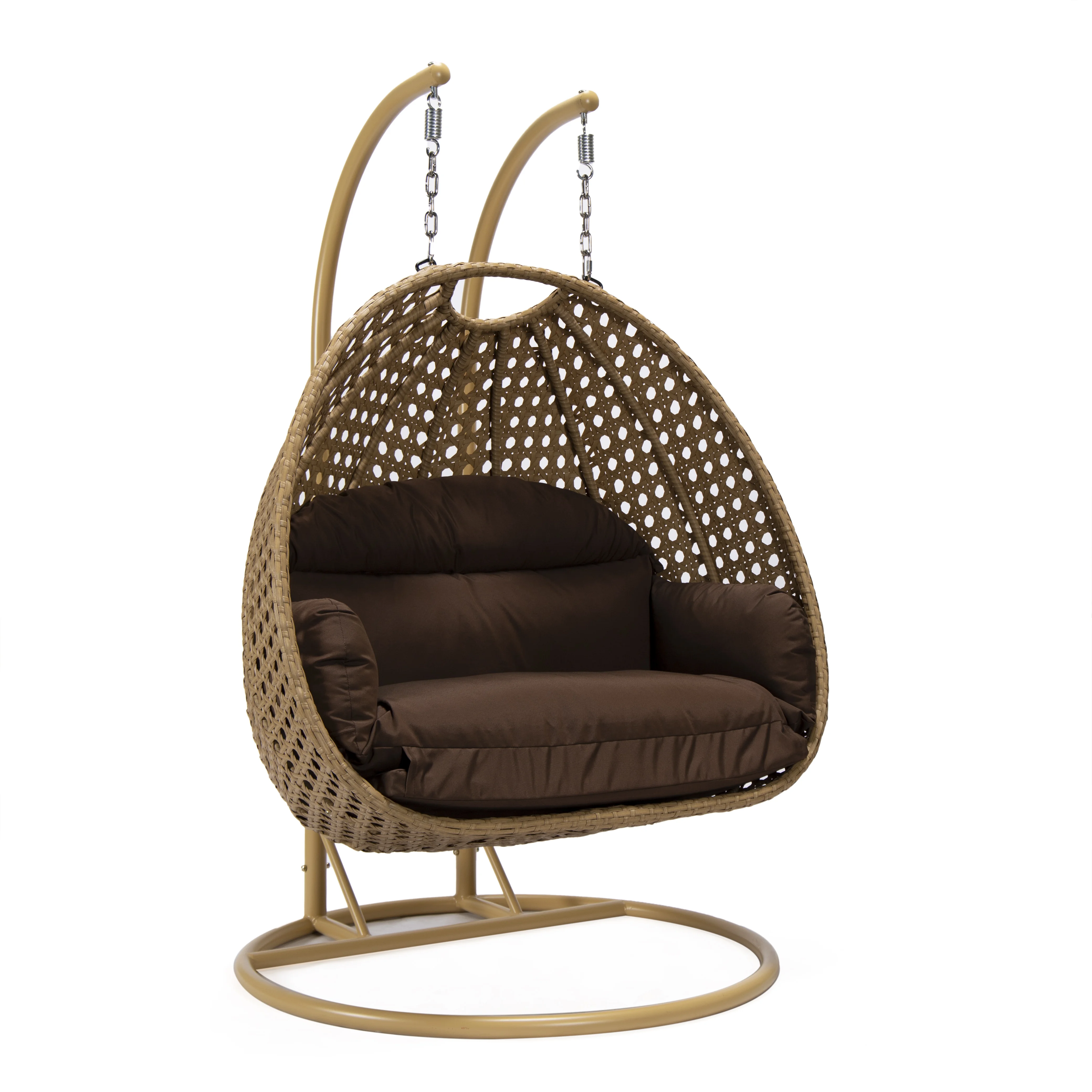 Mendoza Light Brown Wicker Hanging 2 person Egg Swing Chair