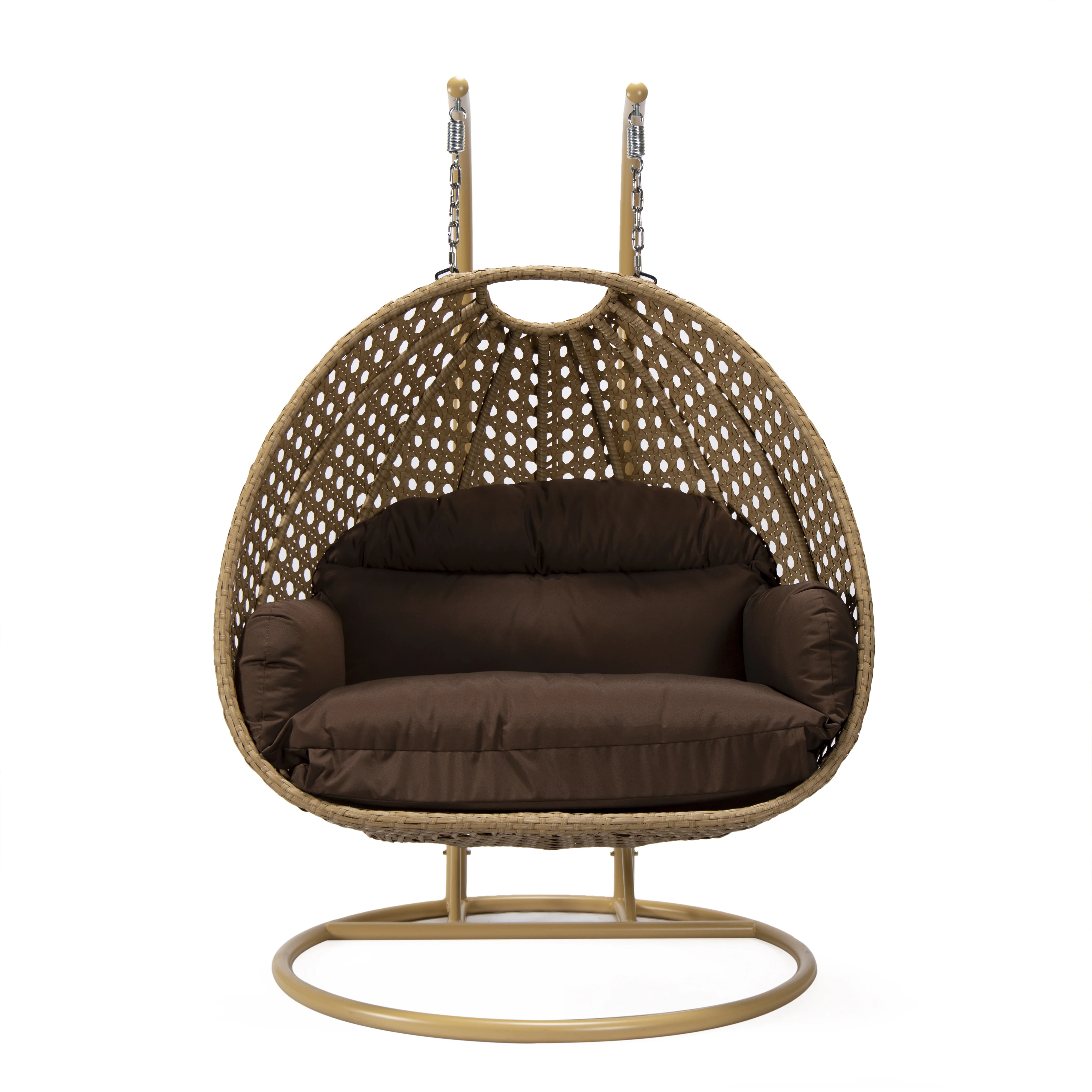 Mendoza Light Brown Wicker Hanging 2 person Egg Swing Chair