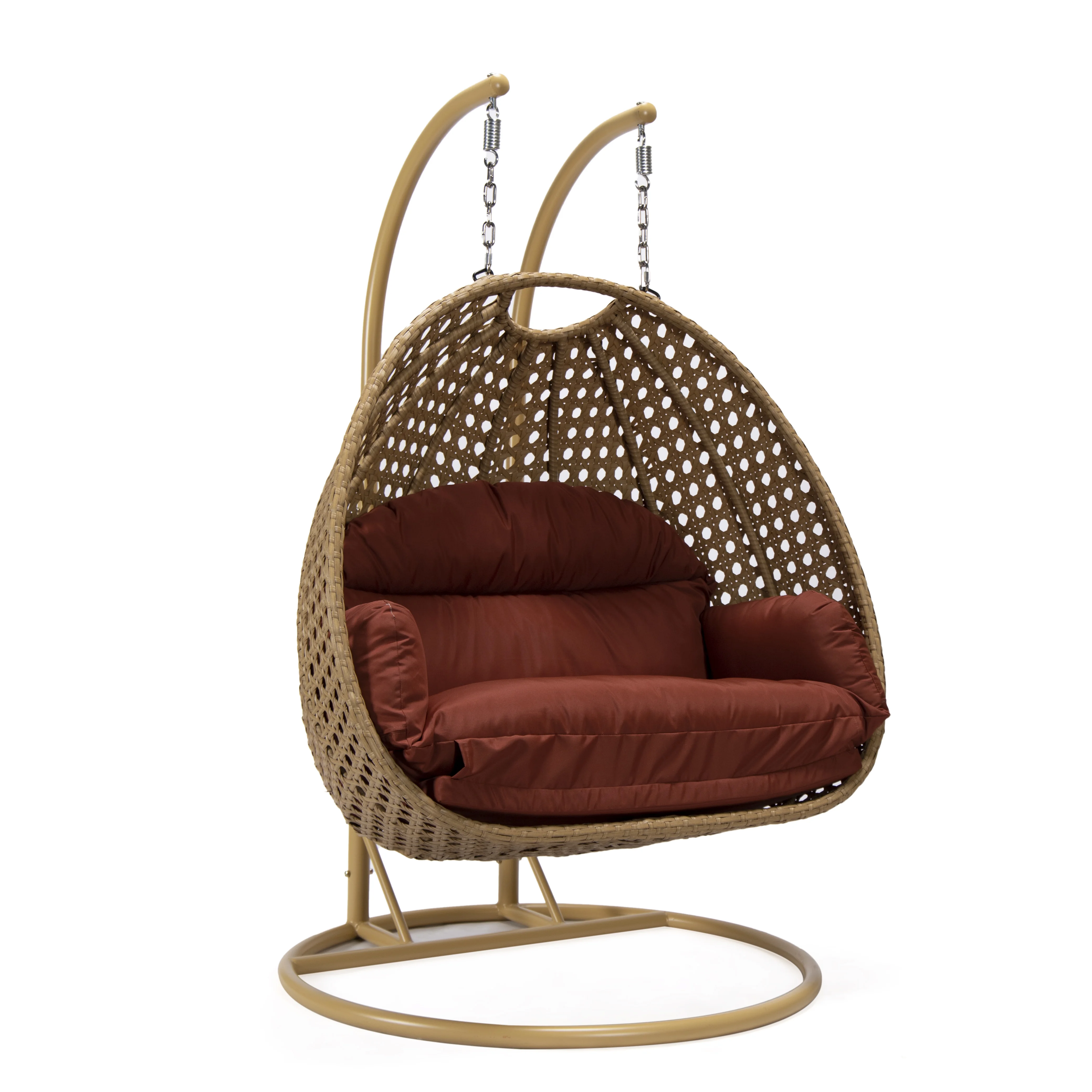 Mendoza Light Brown Wicker Hanging 2 person Egg Swing Chair