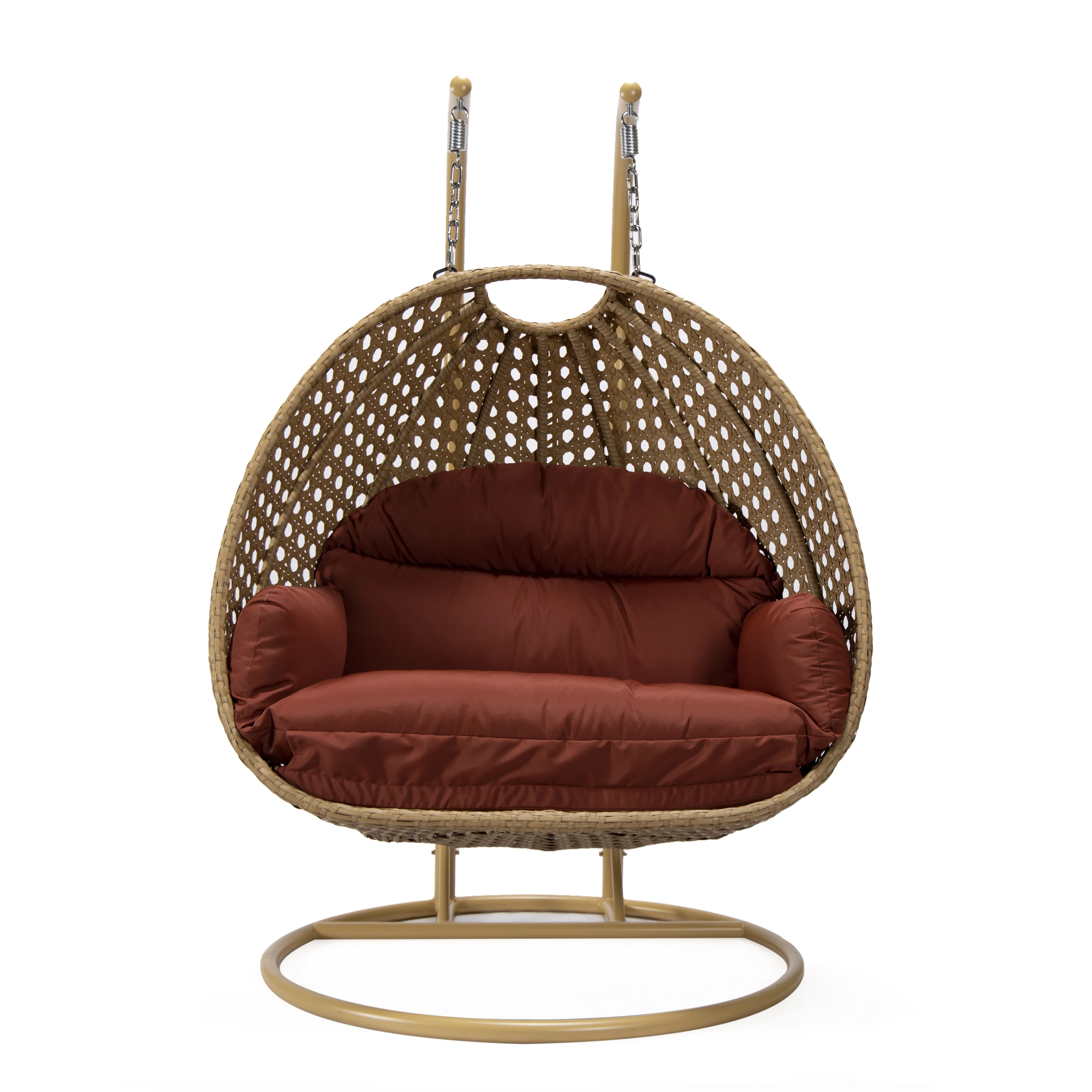 Mendoza Light Brown Wicker Hanging 2 person Egg Swing Chair