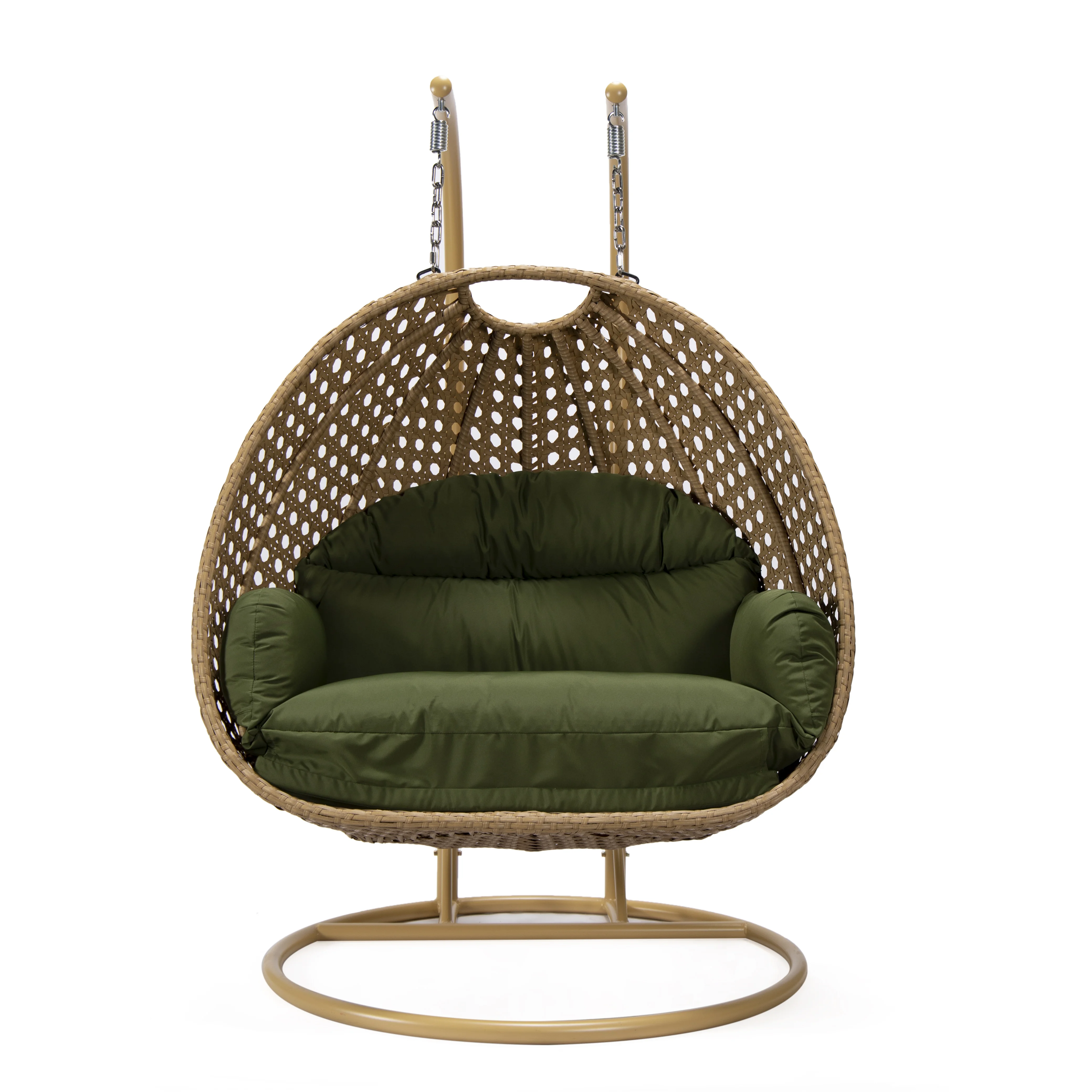 Mendoza Light Brown Wicker Hanging 2 person Egg Swing Chair