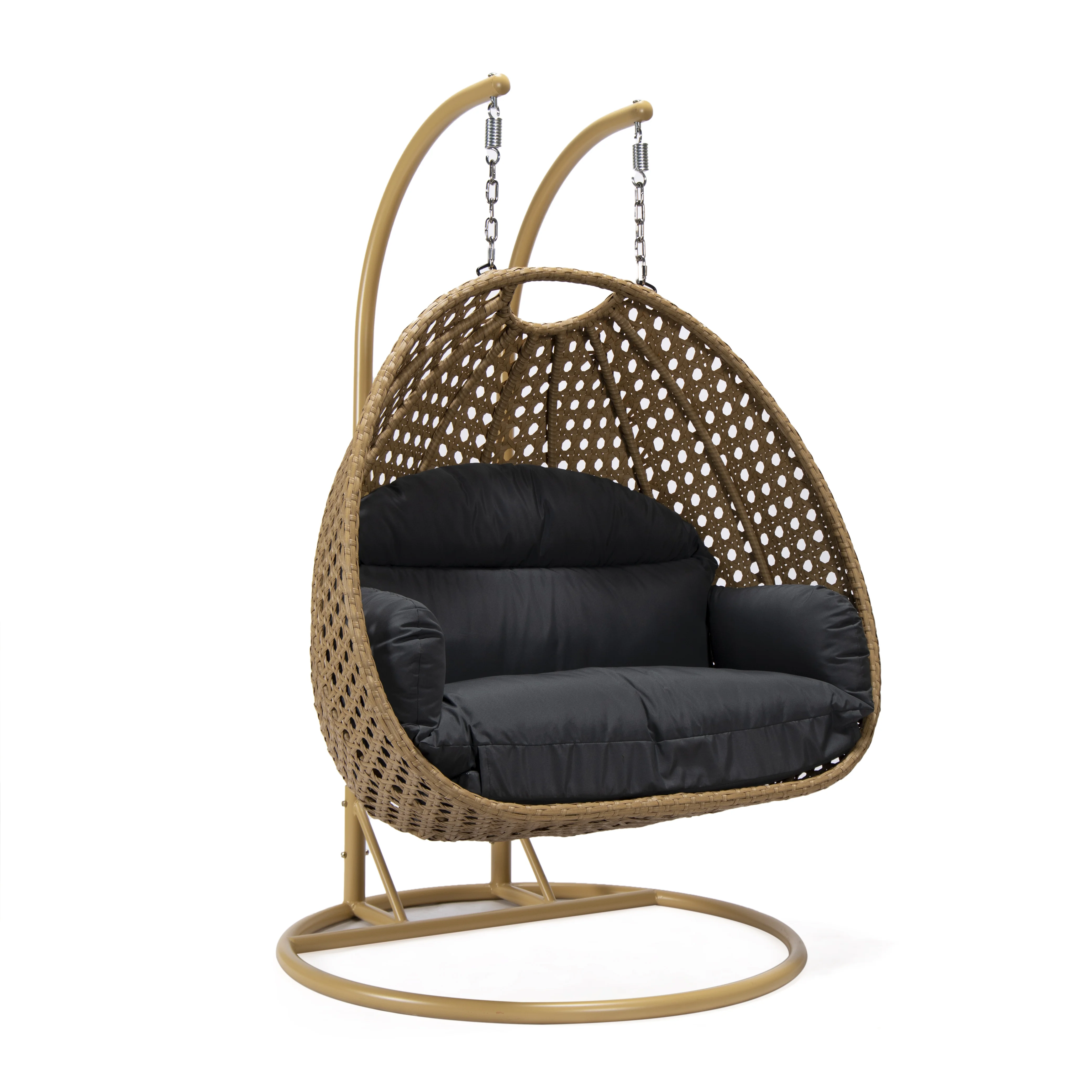 Mendoza Light Brown Wicker Hanging 2 person Egg Swing Chair