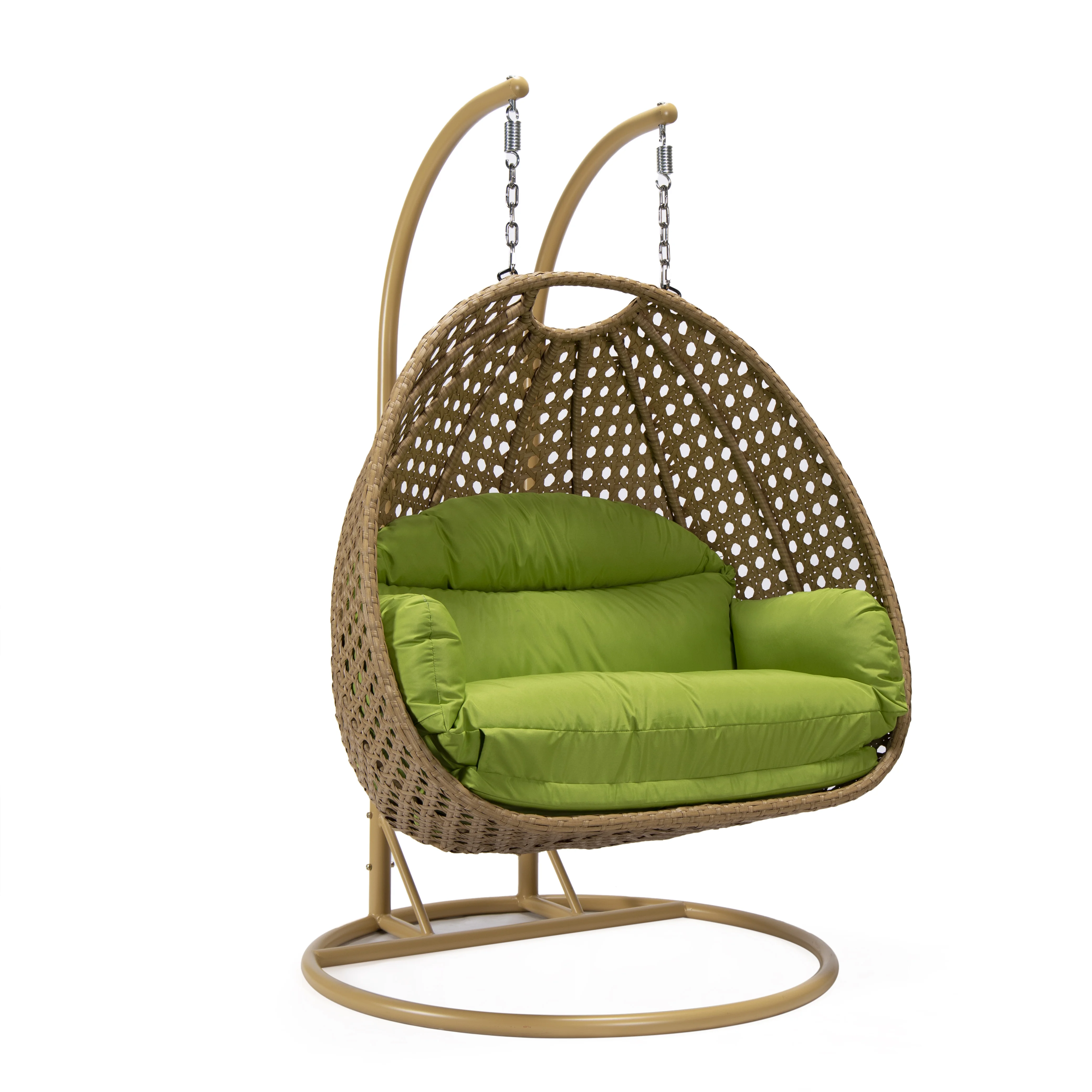 Mendoza Light Brown Wicker Hanging 2 person Egg Swing Chair