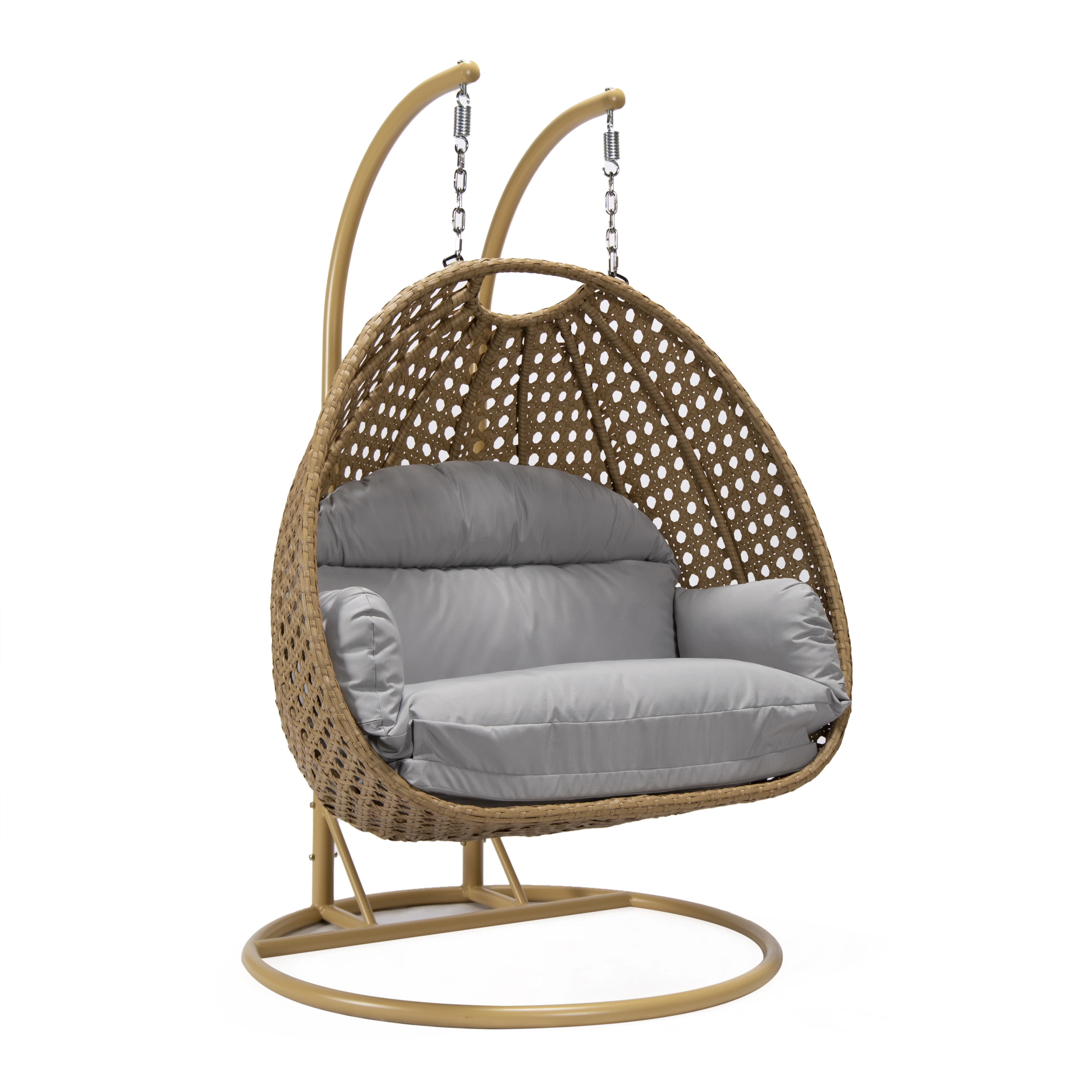 Mendoza Light Brown Wicker Hanging 2 person Egg Swing Chair