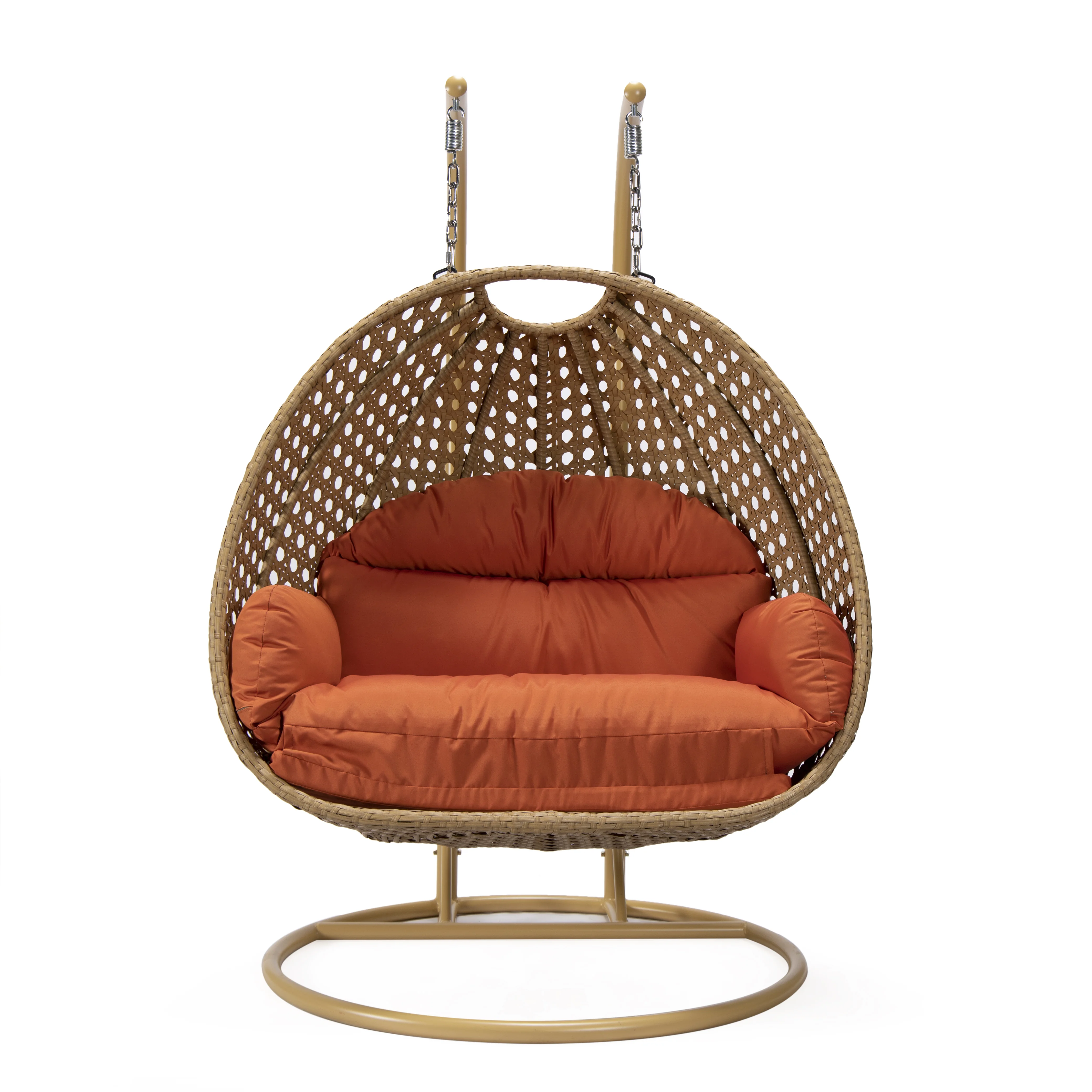 Mendoza Light Brown Wicker Hanging 2 person Egg Swing Chair