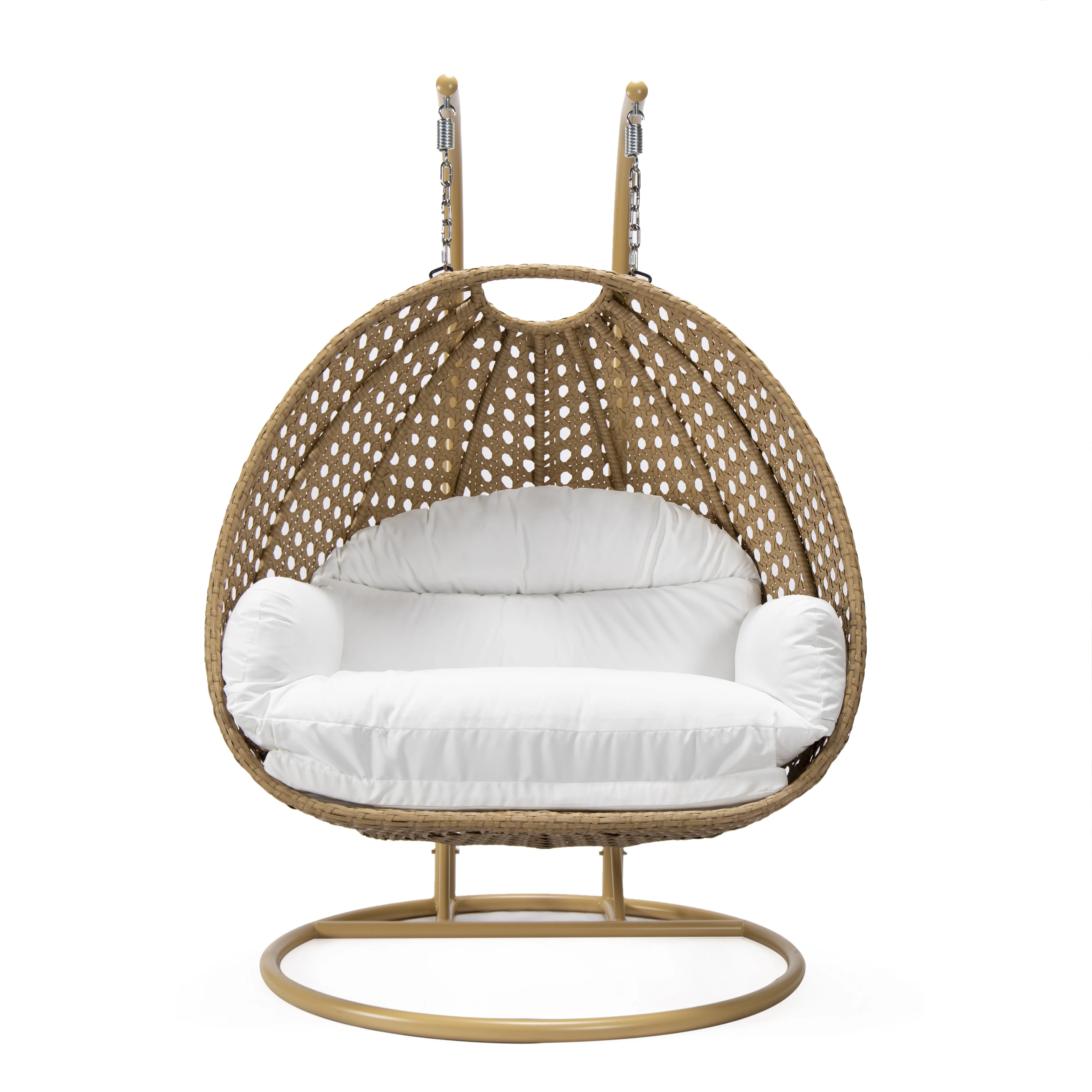 Mendoza Light Brown Wicker Hanging 2 person Egg Swing Chair