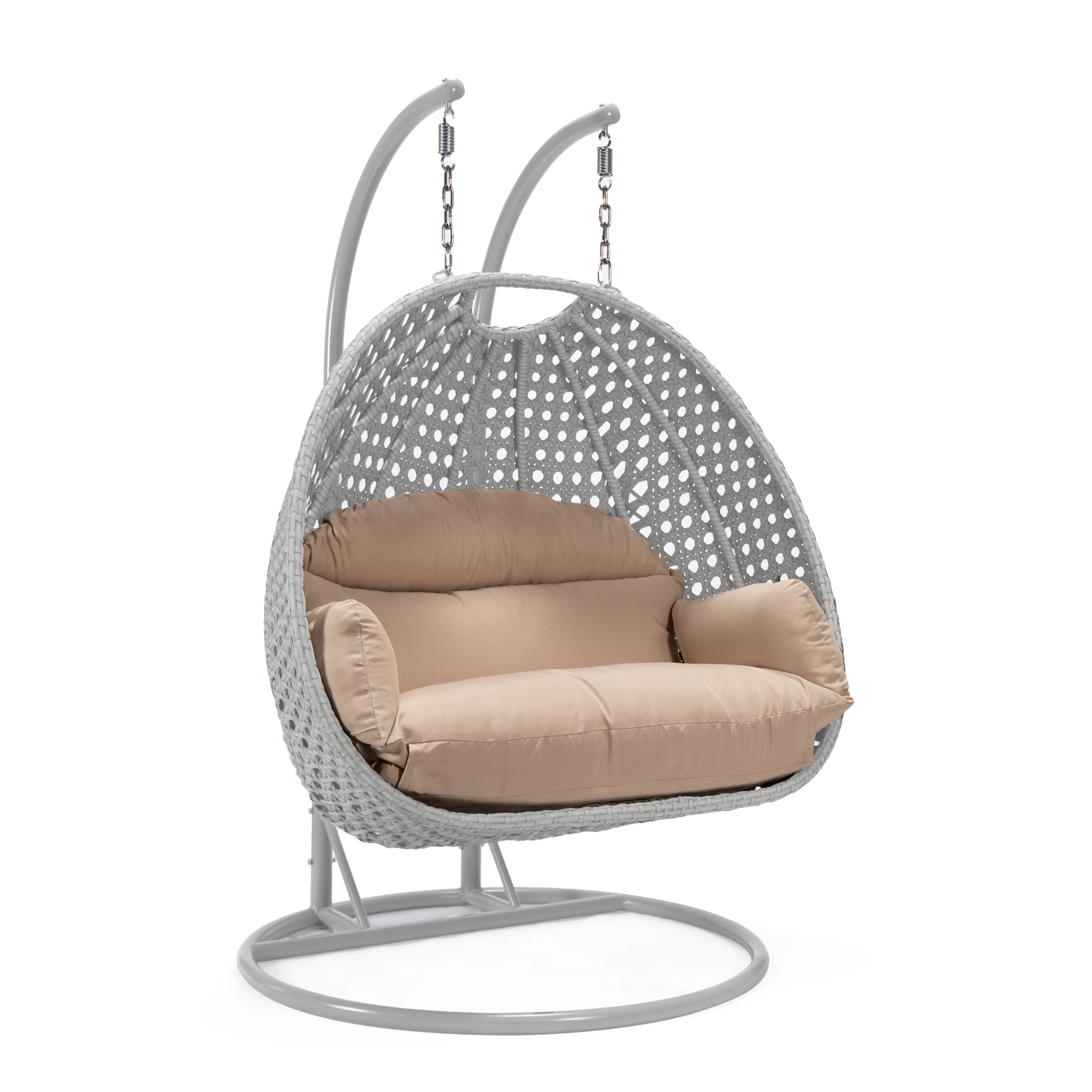 Mendoza Light Grey Wicker Hanging 2 person Egg Swing Chair