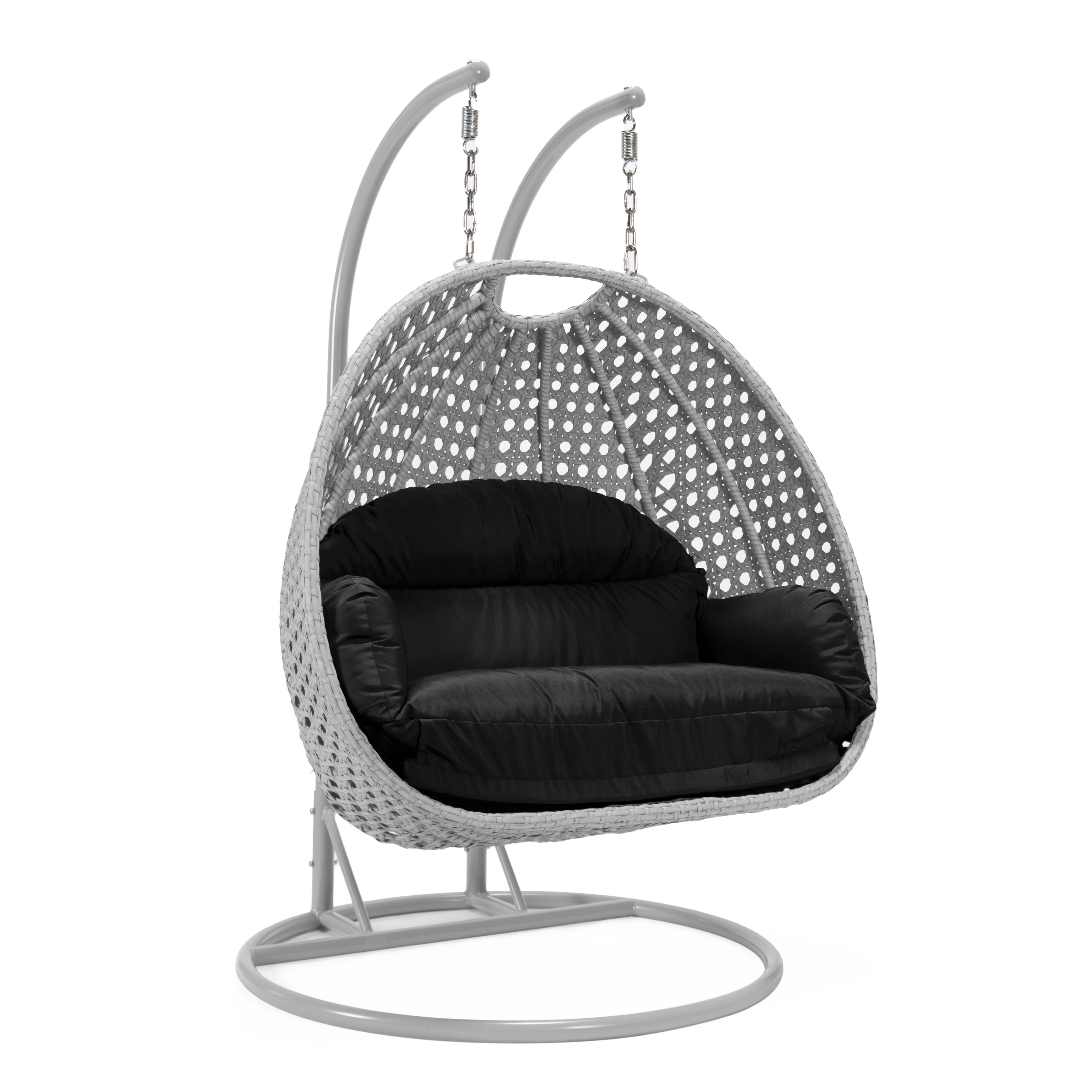Mendoza Light Grey Wicker Hanging 2 person Egg Swing Chair