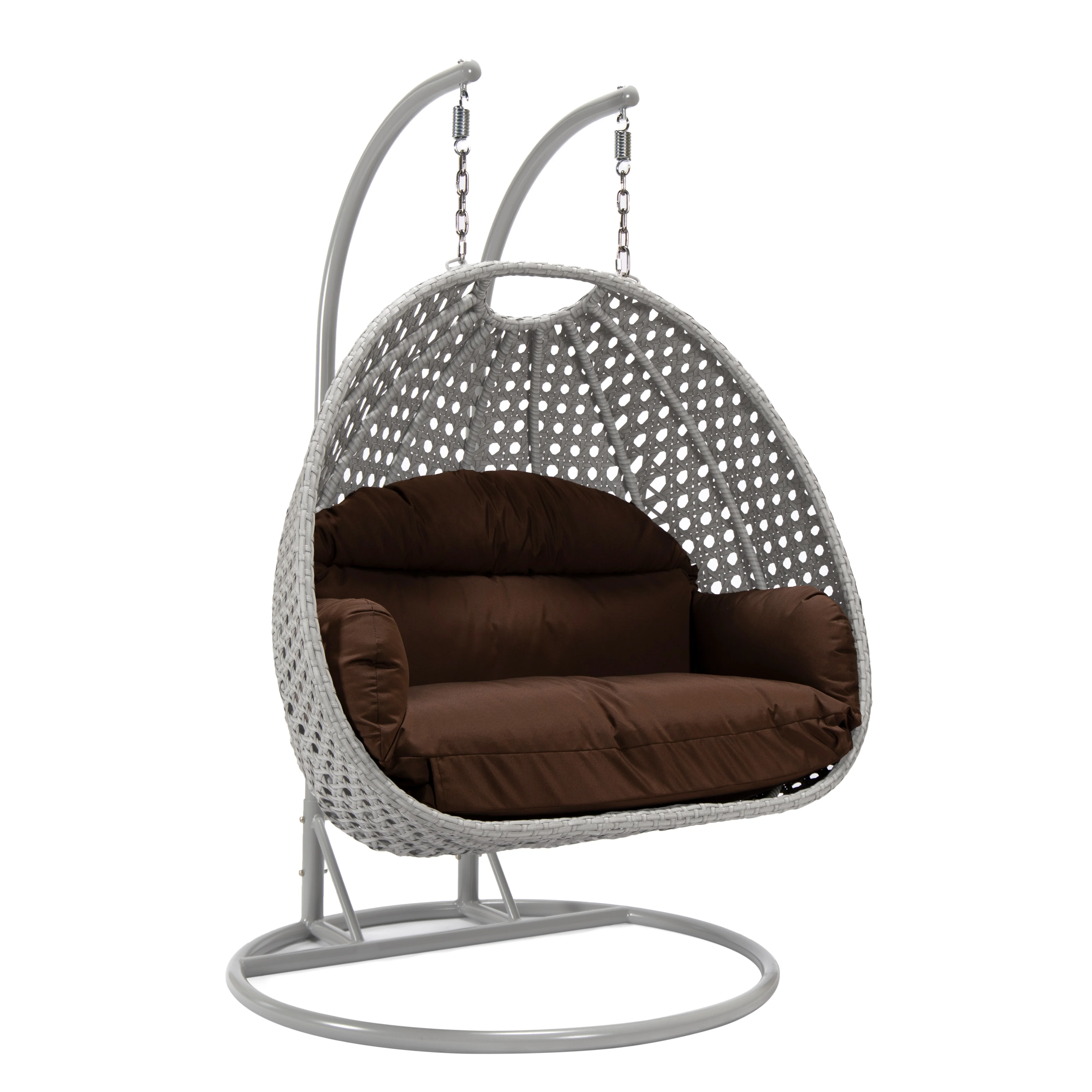 Mendoza Light Grey Wicker Hanging 2 person Egg Swing Chair