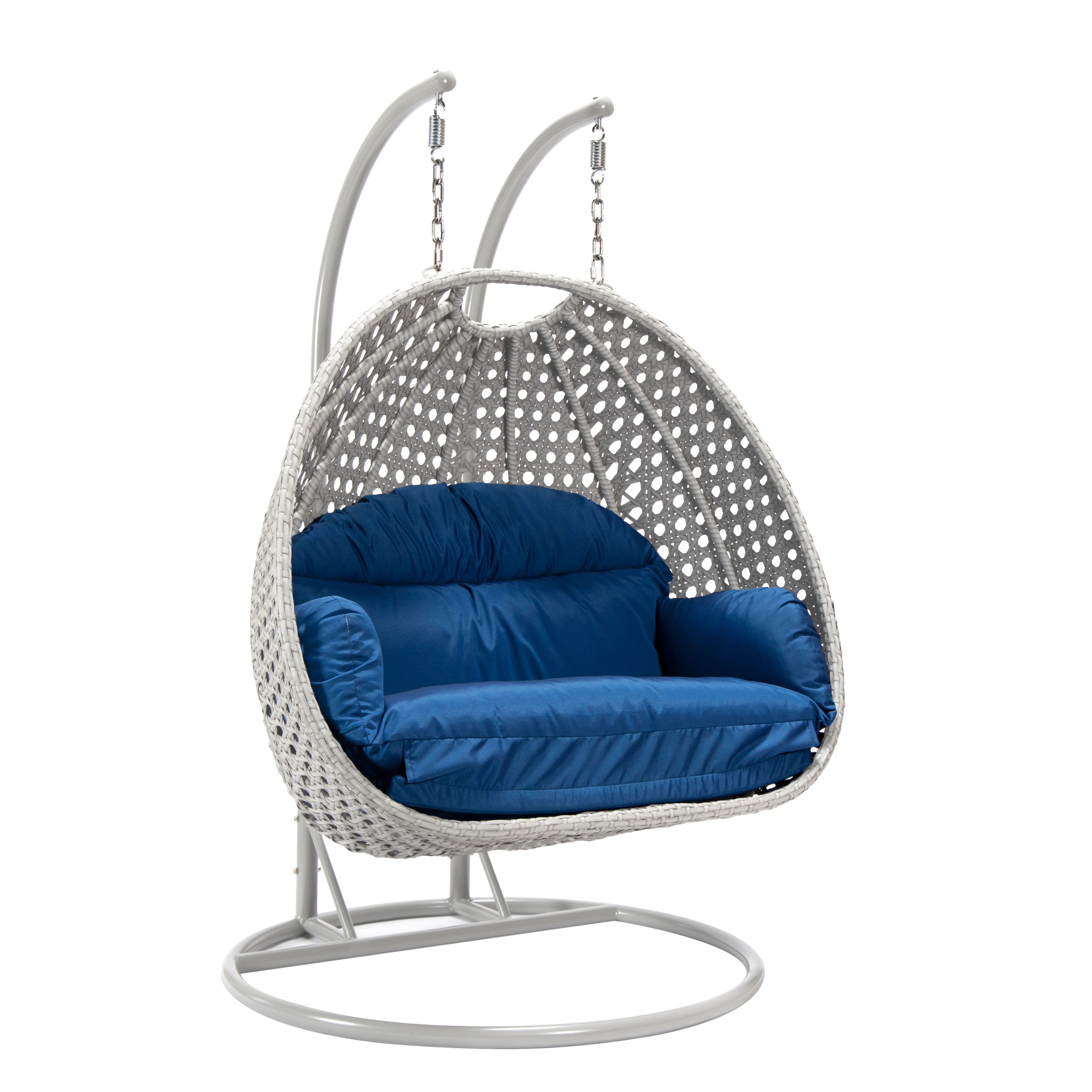 Mendoza Light Grey Wicker Hanging 2 person Egg Swing Chair