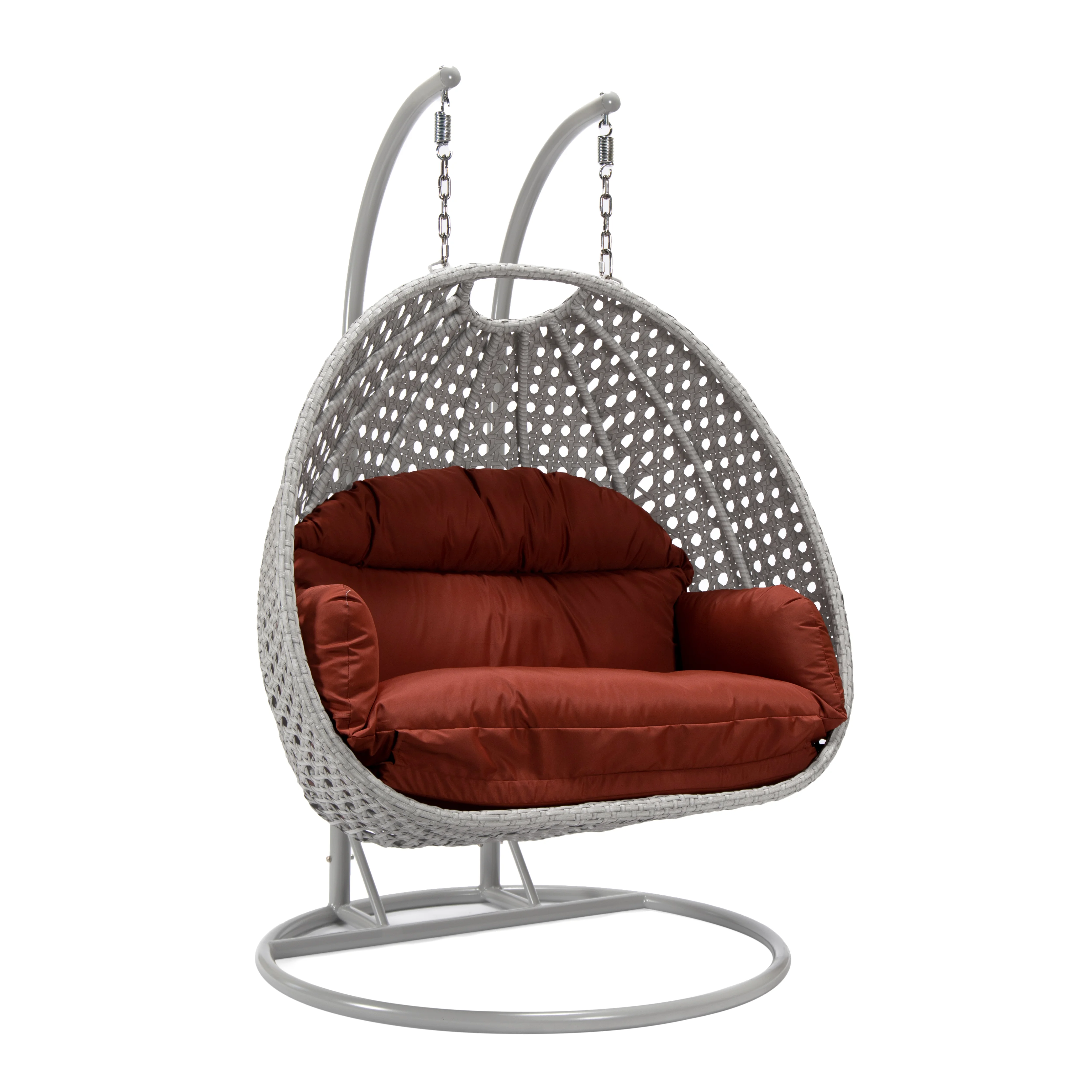 Mendoza Light Grey Wicker Hanging 2 person Egg Swing Chair