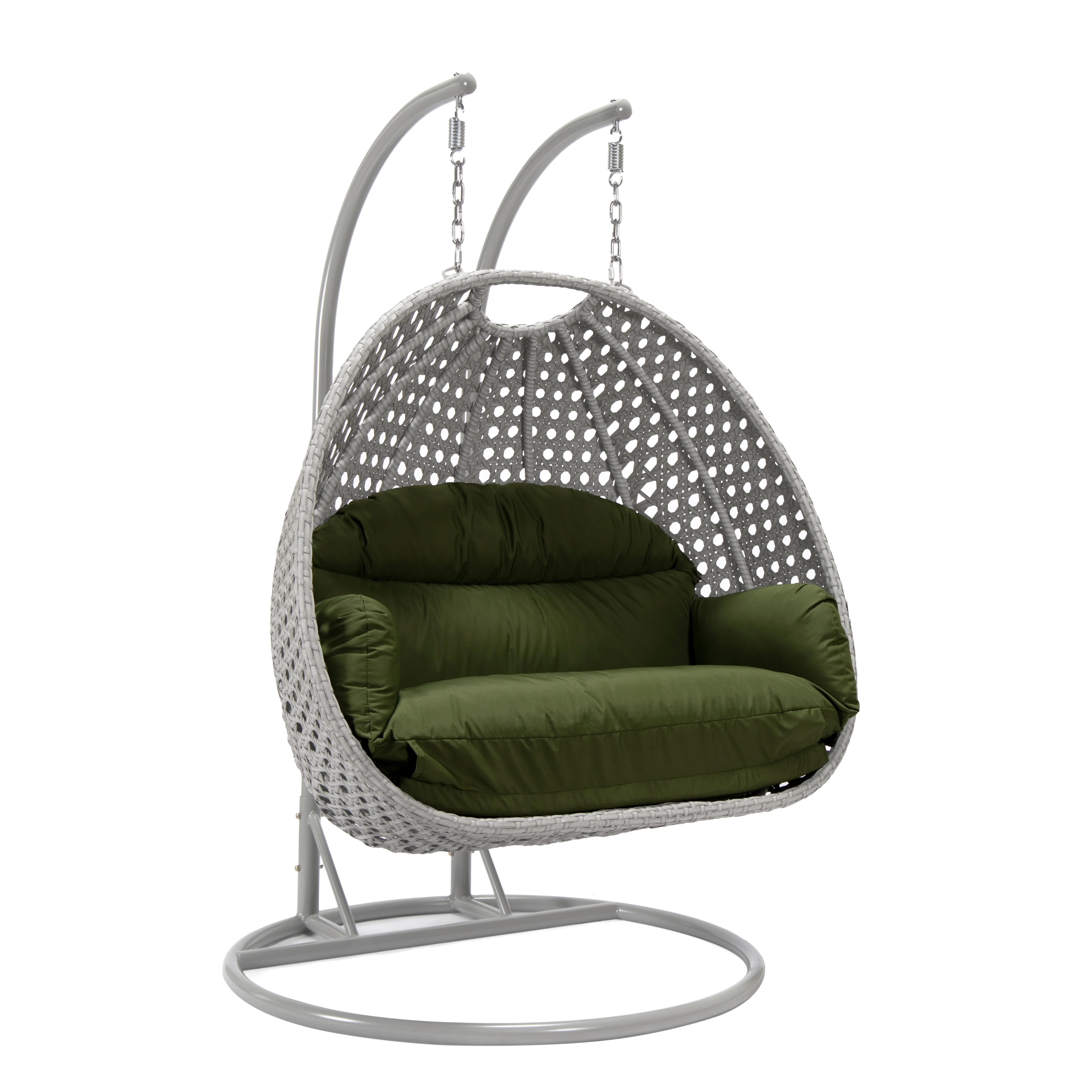 Mendoza Light Grey Wicker Hanging 2 person Egg Swing Chair