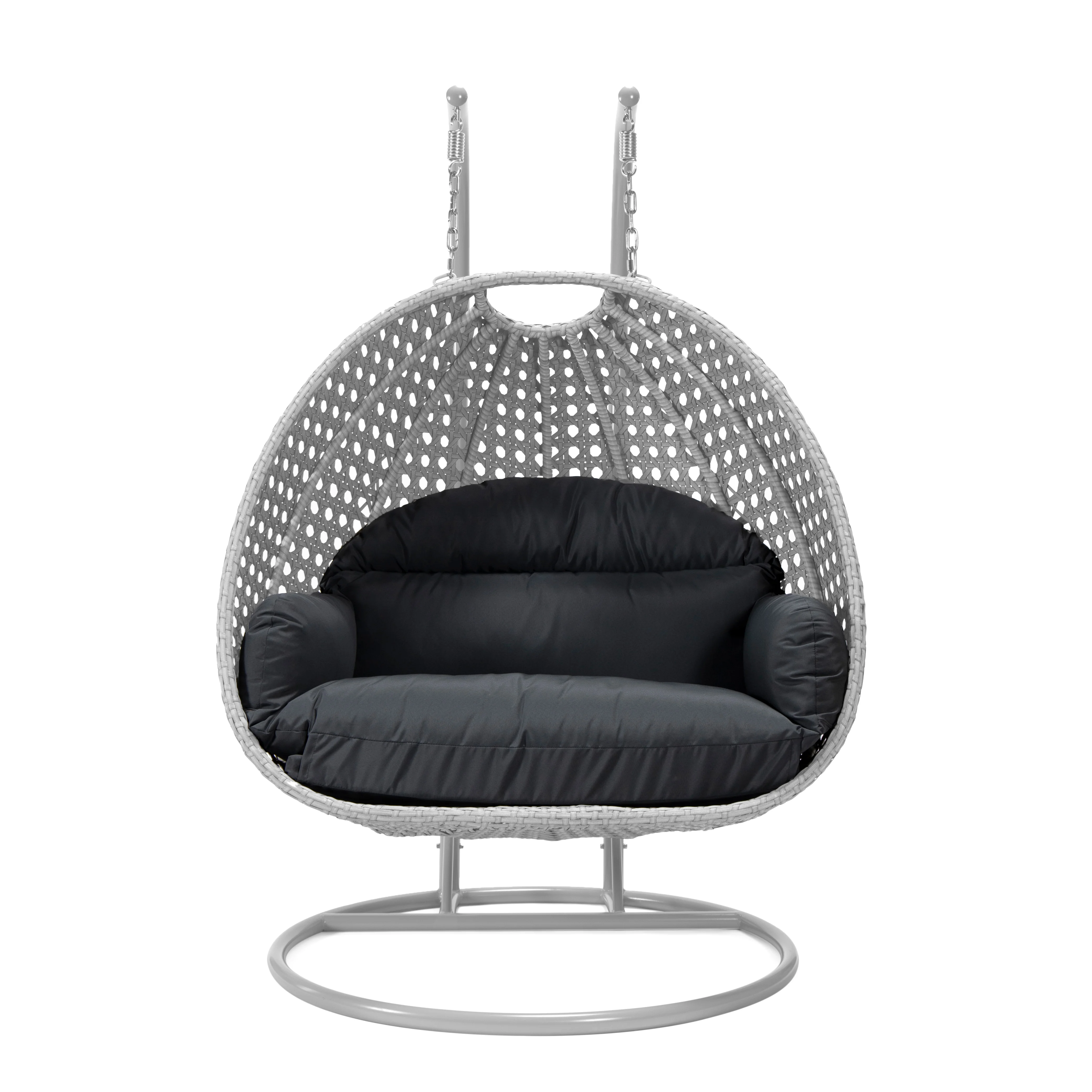 Mendoza Light Grey Wicker Hanging 2 person Egg Swing Chair