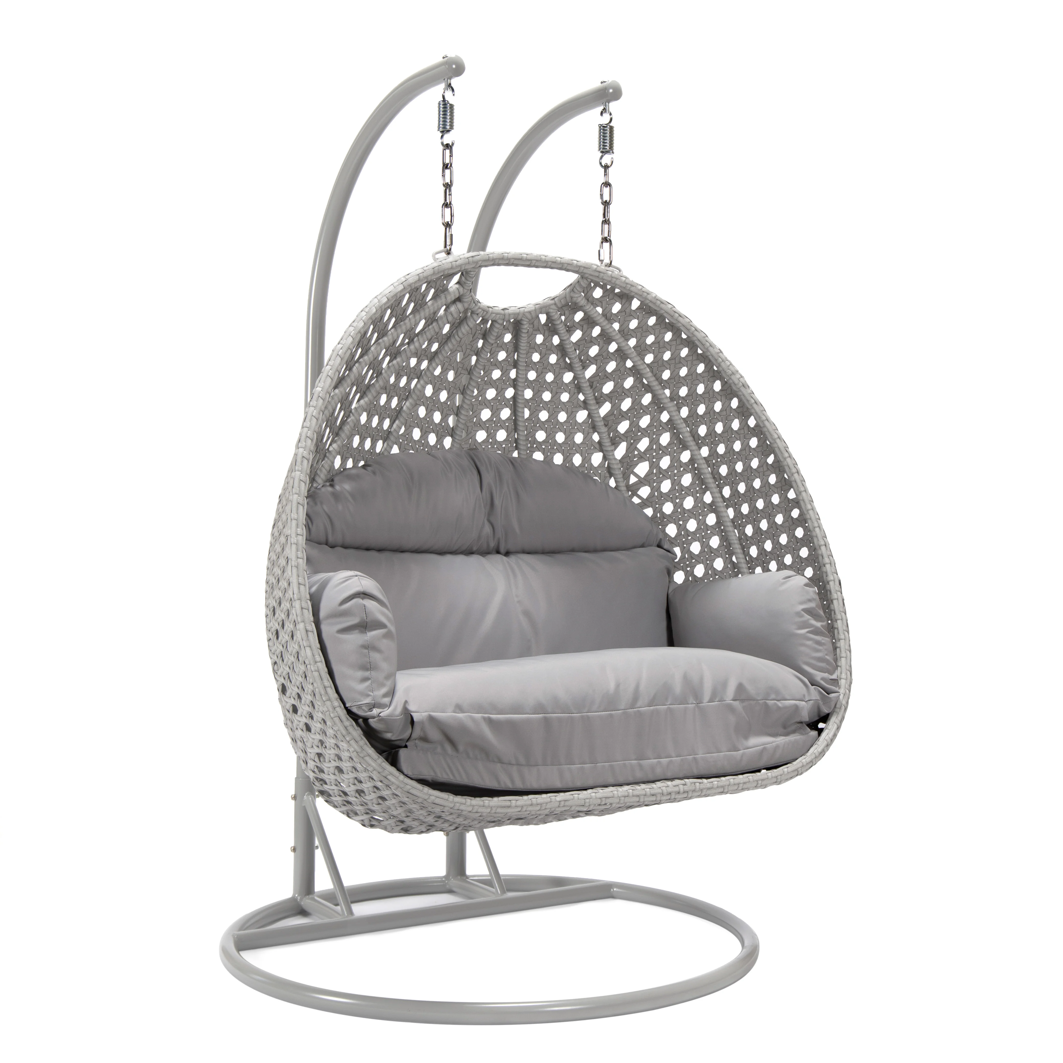 Mendoza Light Grey Wicker Hanging 2 person Egg Swing Chair