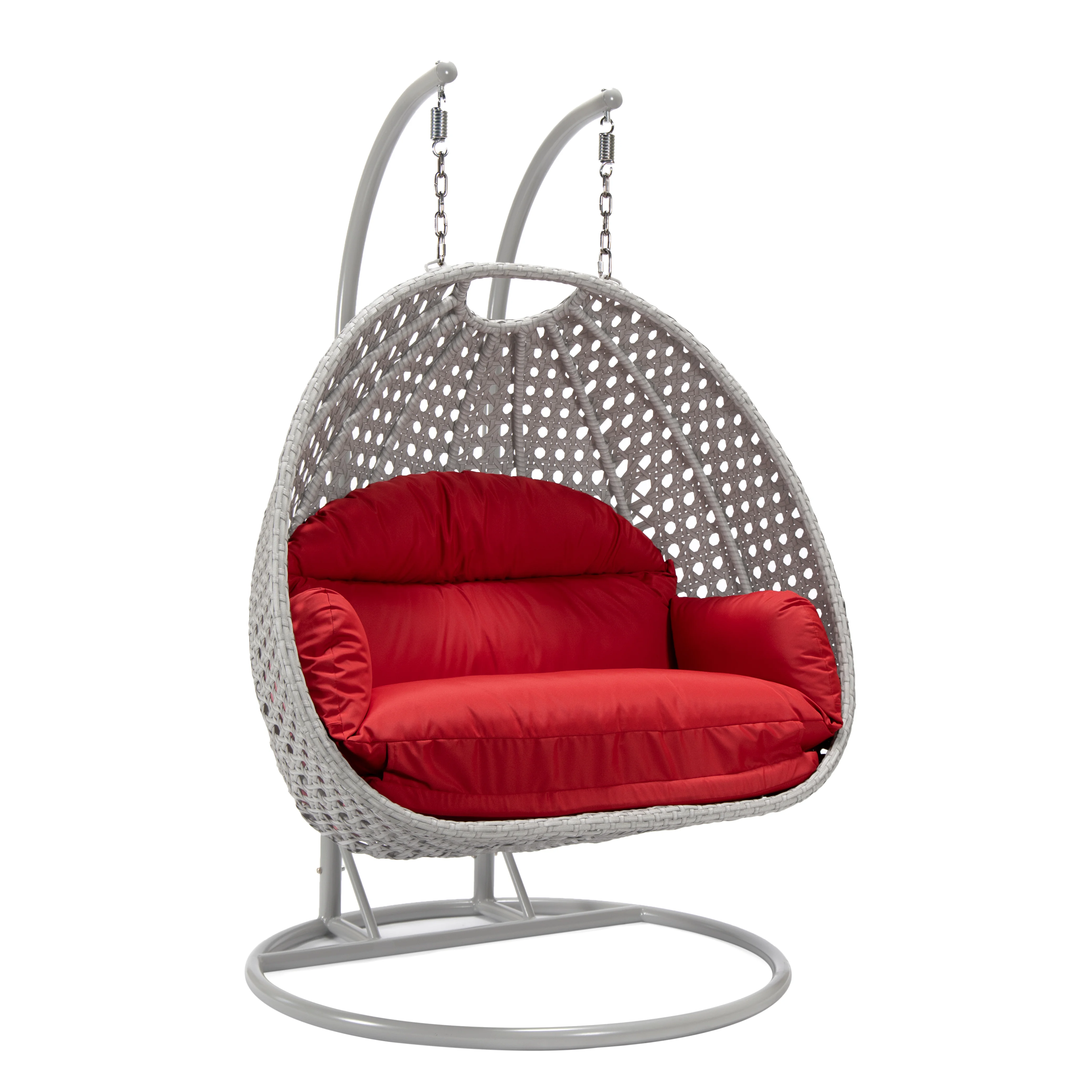 Mendoza Light Grey Wicker Hanging 2 person Egg Swing Chair