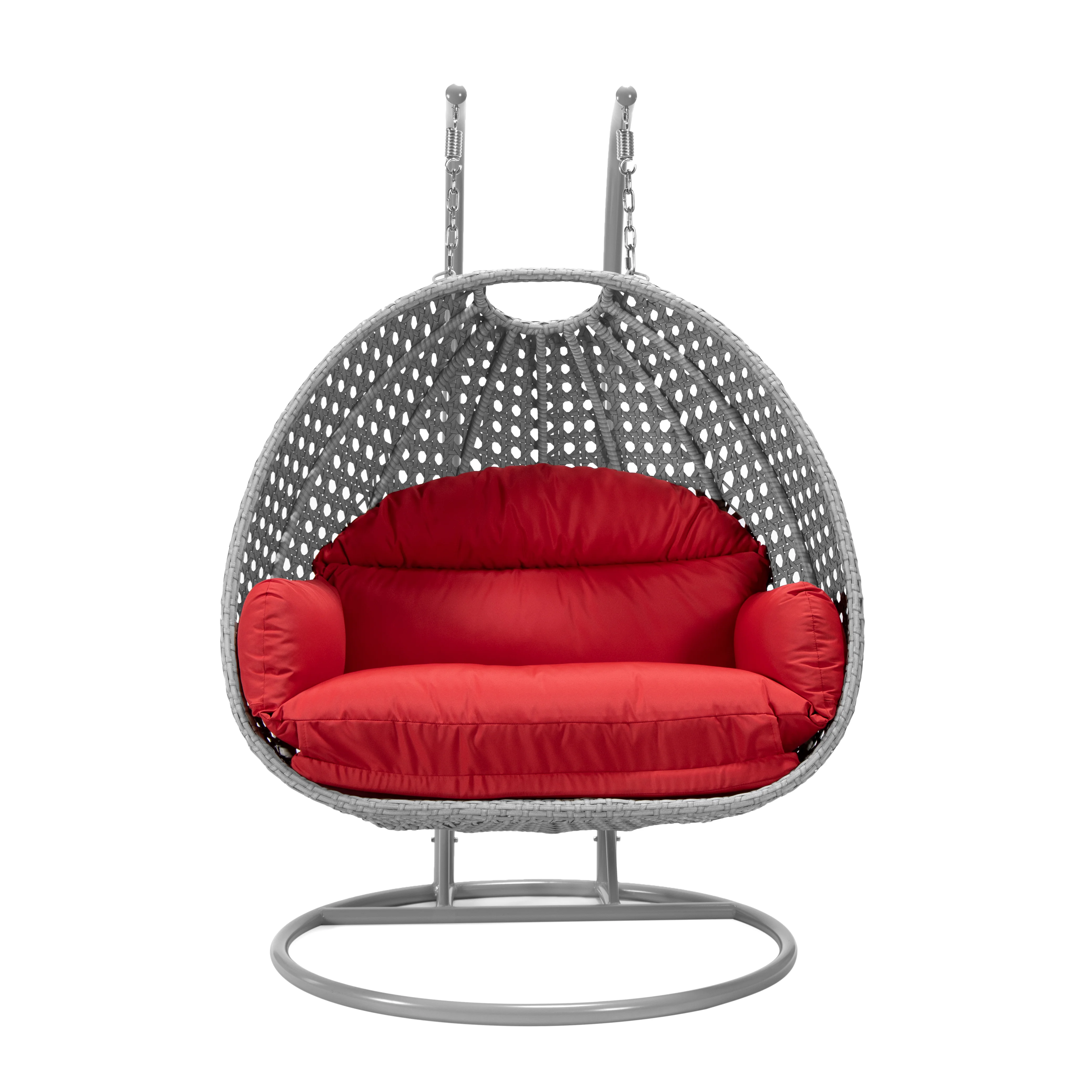 Mendoza Light Grey Wicker Hanging 2 person Egg Swing Chair