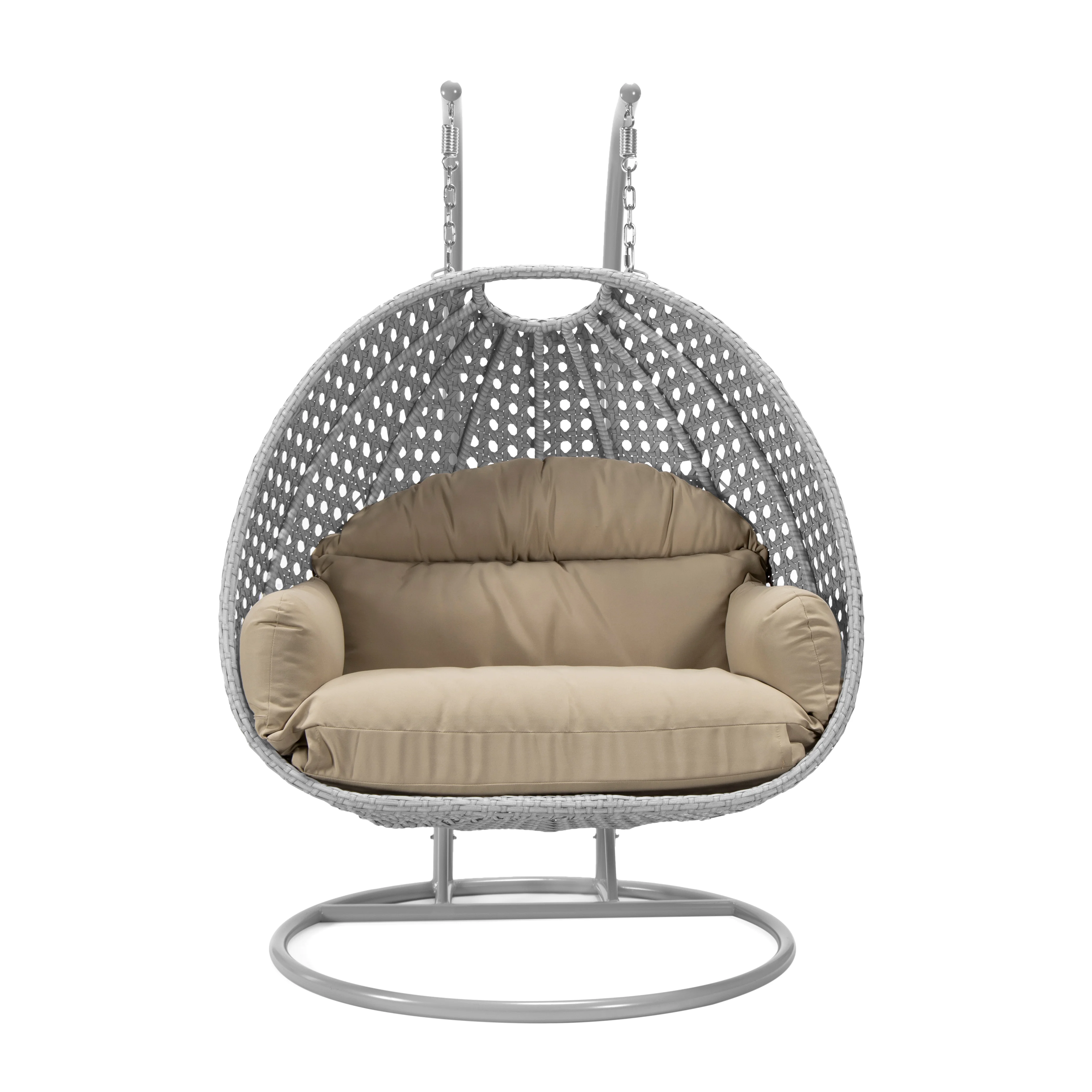 Mendoza Light Grey Wicker Hanging 2 person Egg Swing Chair