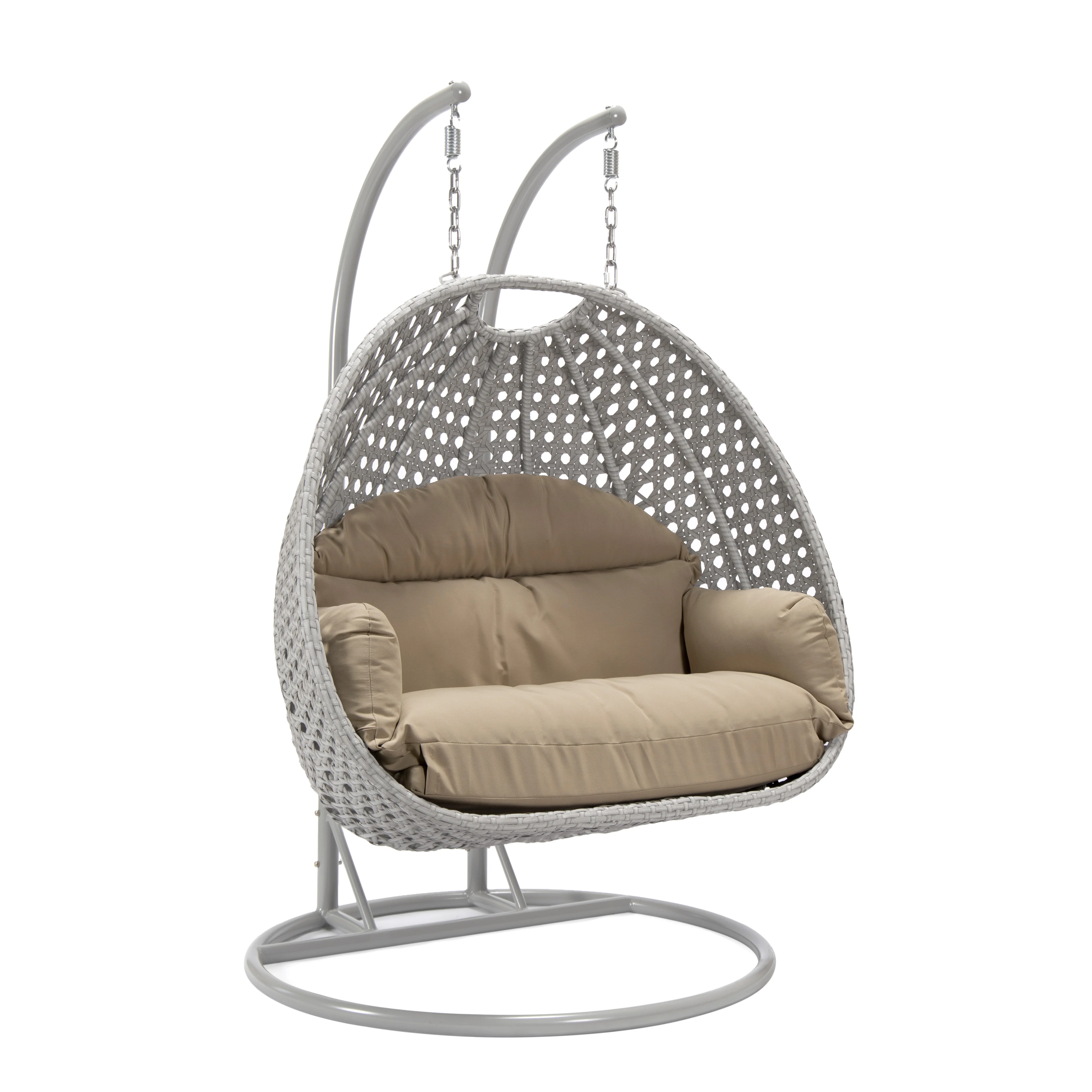 Mendoza Light Grey Wicker Hanging 2 person Egg Swing Chair