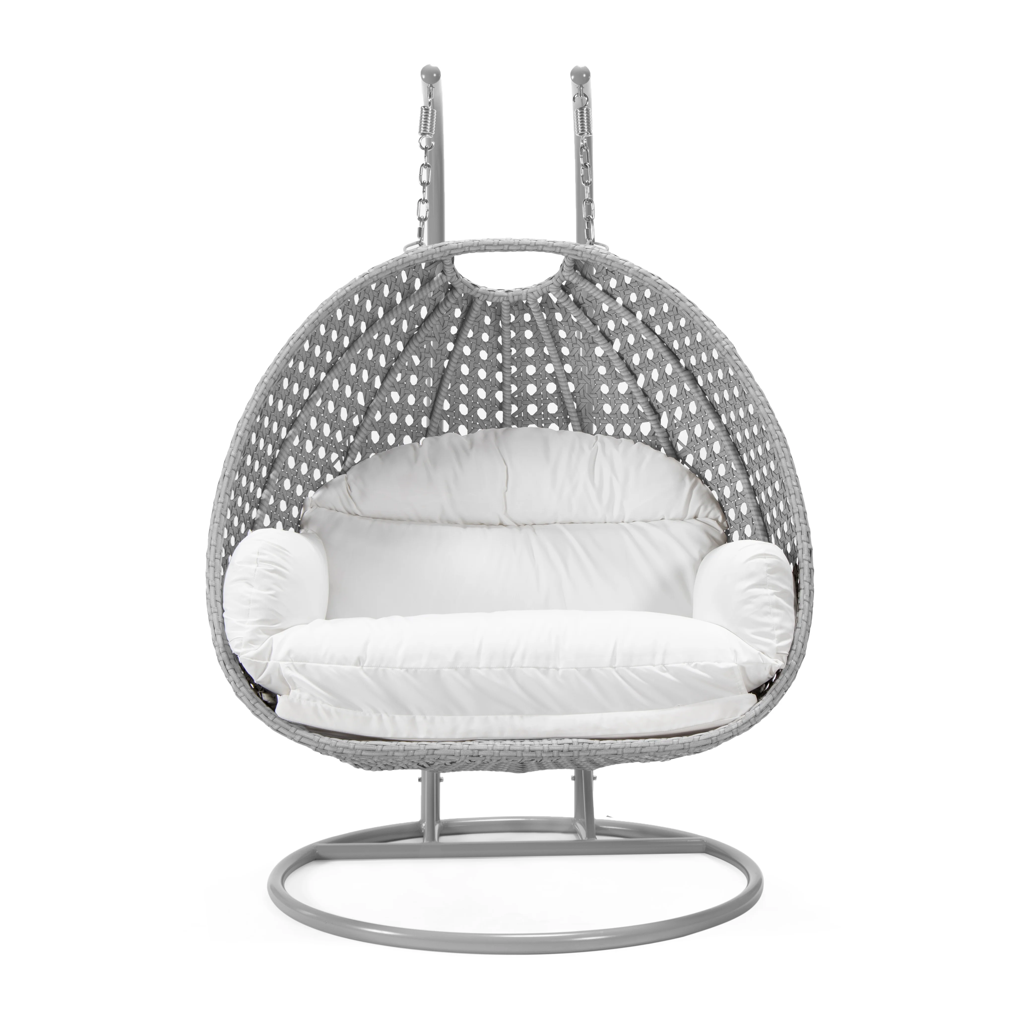 Mendoza Light Grey Wicker Hanging 2 person Egg Swing Chair